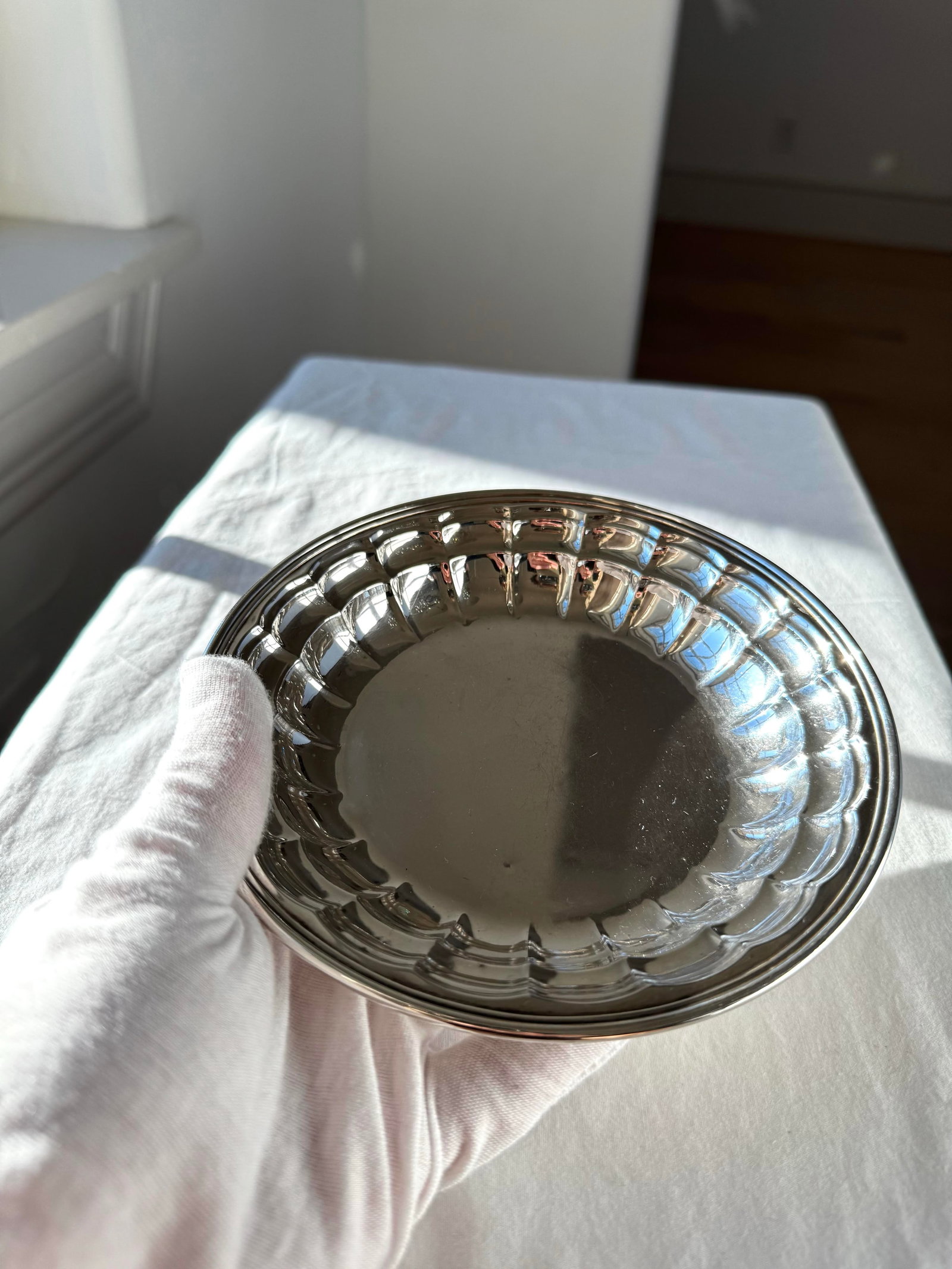 Vintage Sterling Silver Bowl With Fluted Rim, Marked 391 - 3