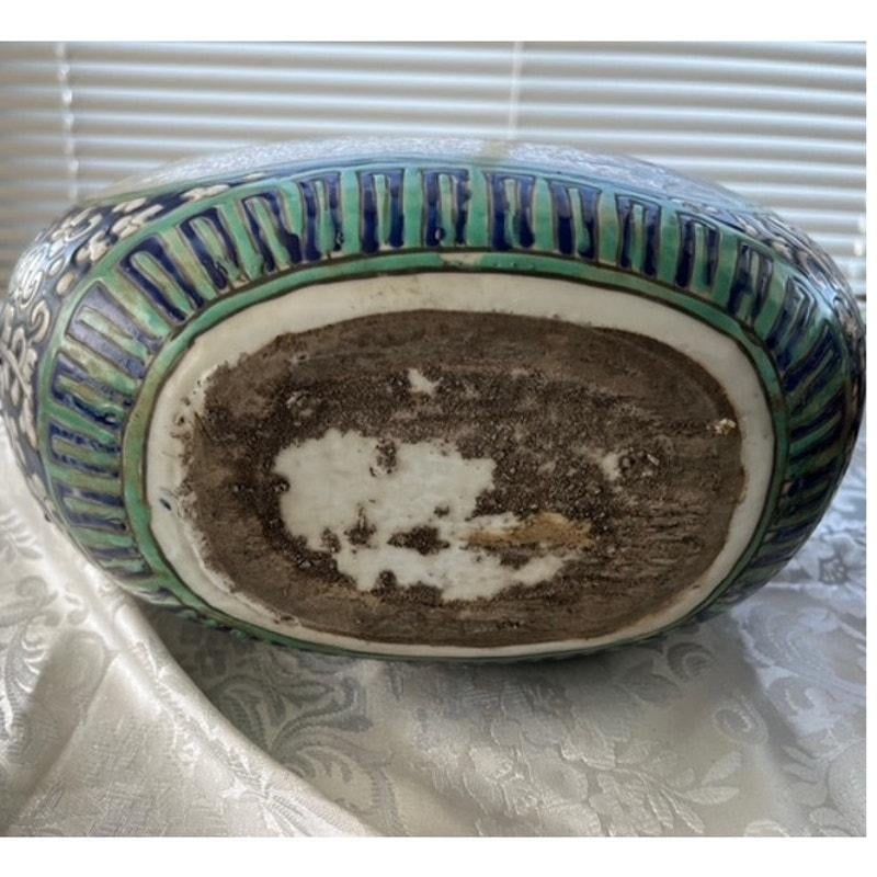 1920s Pair 15" Chinese Famille Rose Triple Spout Moon Flasks - Bird & Peony Vases - 6