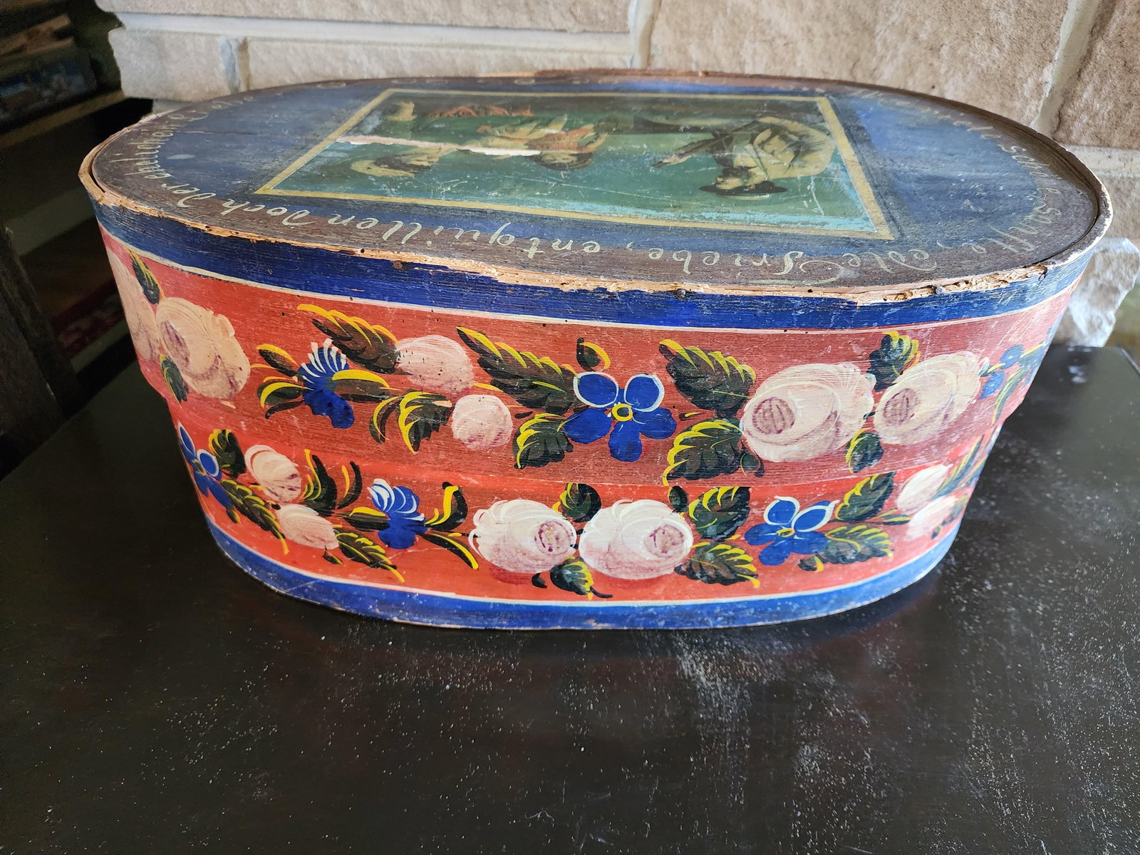 Beautiful Handmade and Hand Painted German Wedding Box Dated 1897 - 2