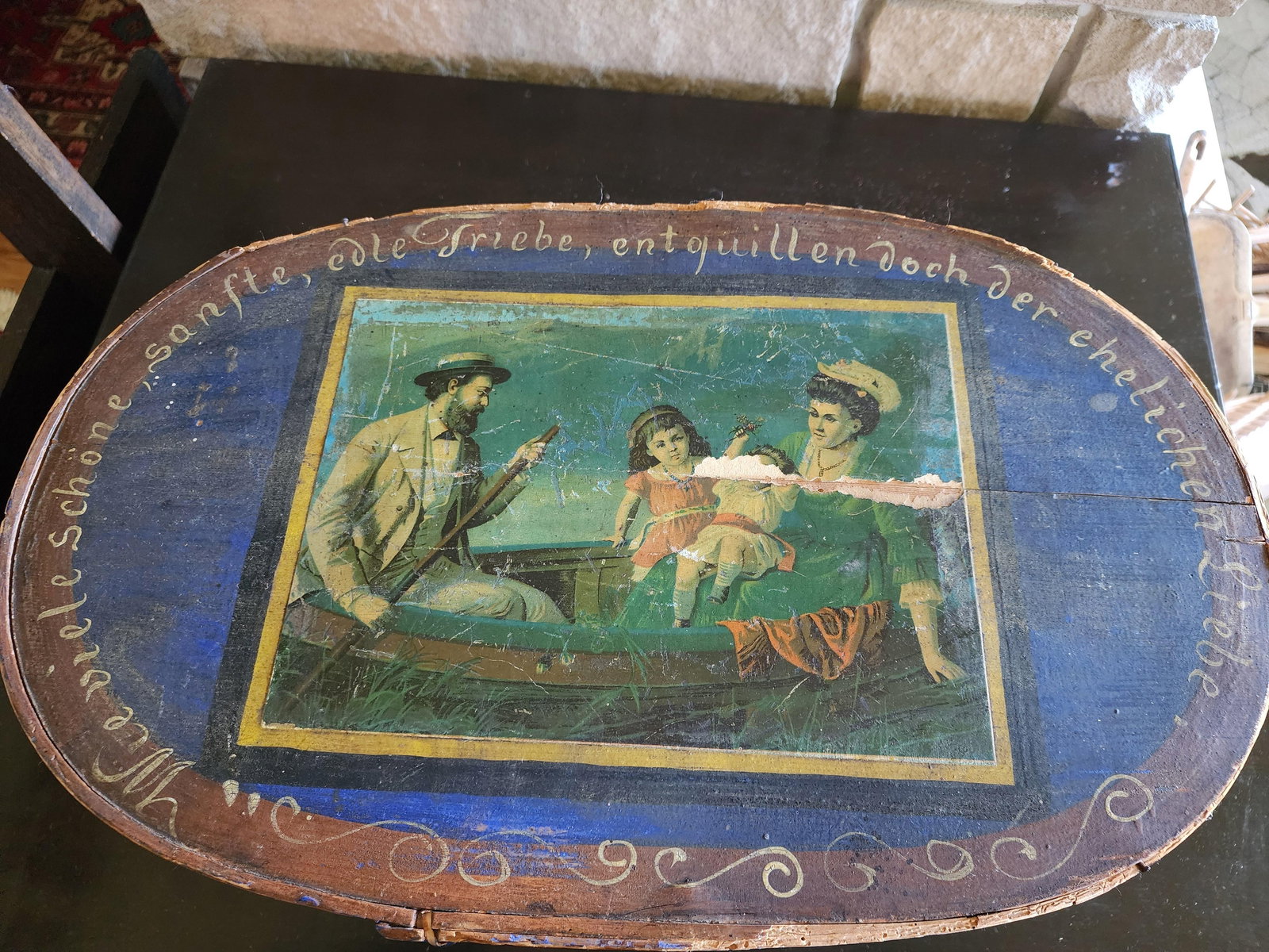 Beautiful Handmade and Hand Painted German Wedding Box Dated 1897 - 6