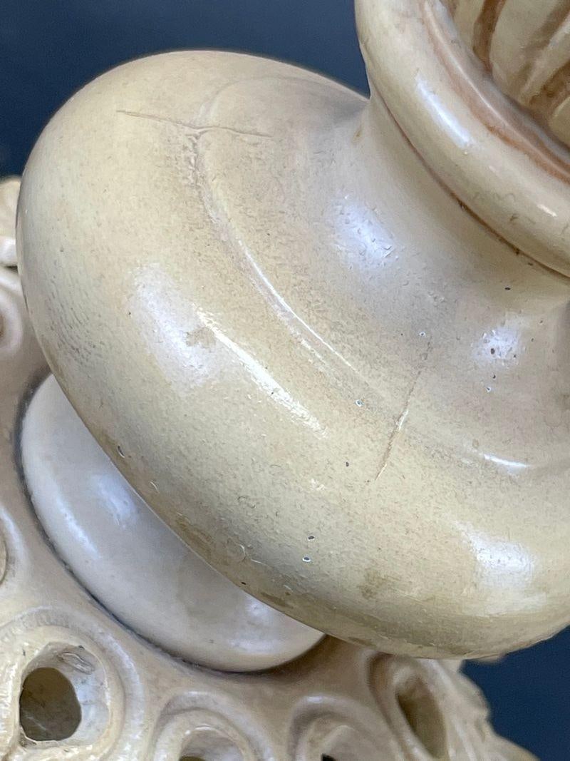 Vintage Italian Capodimonte Floral Relief Table Lamps - Pair - 9
