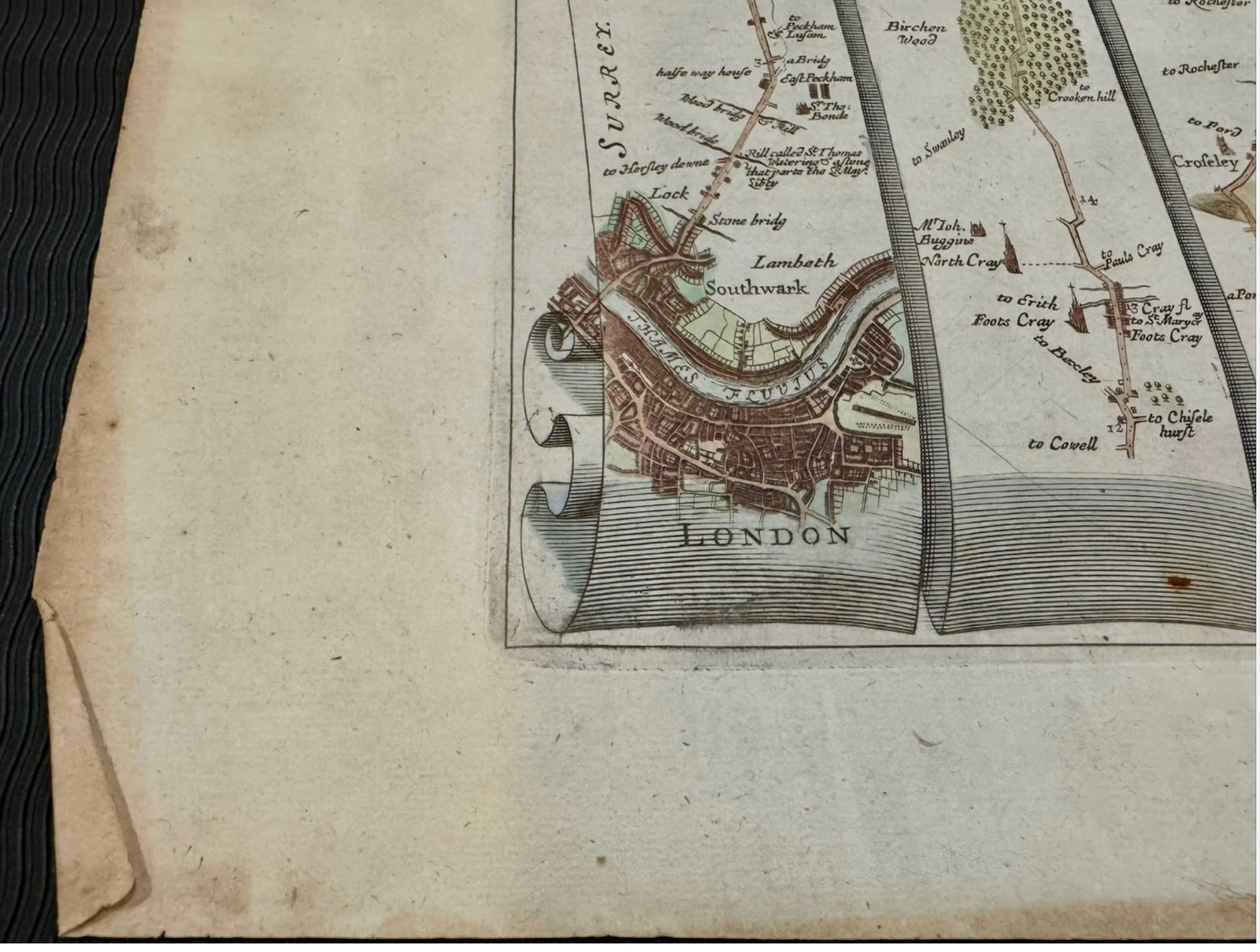Set of 5 John Ogilby 1675 Hand Colored Road Maps Britannia England - 9