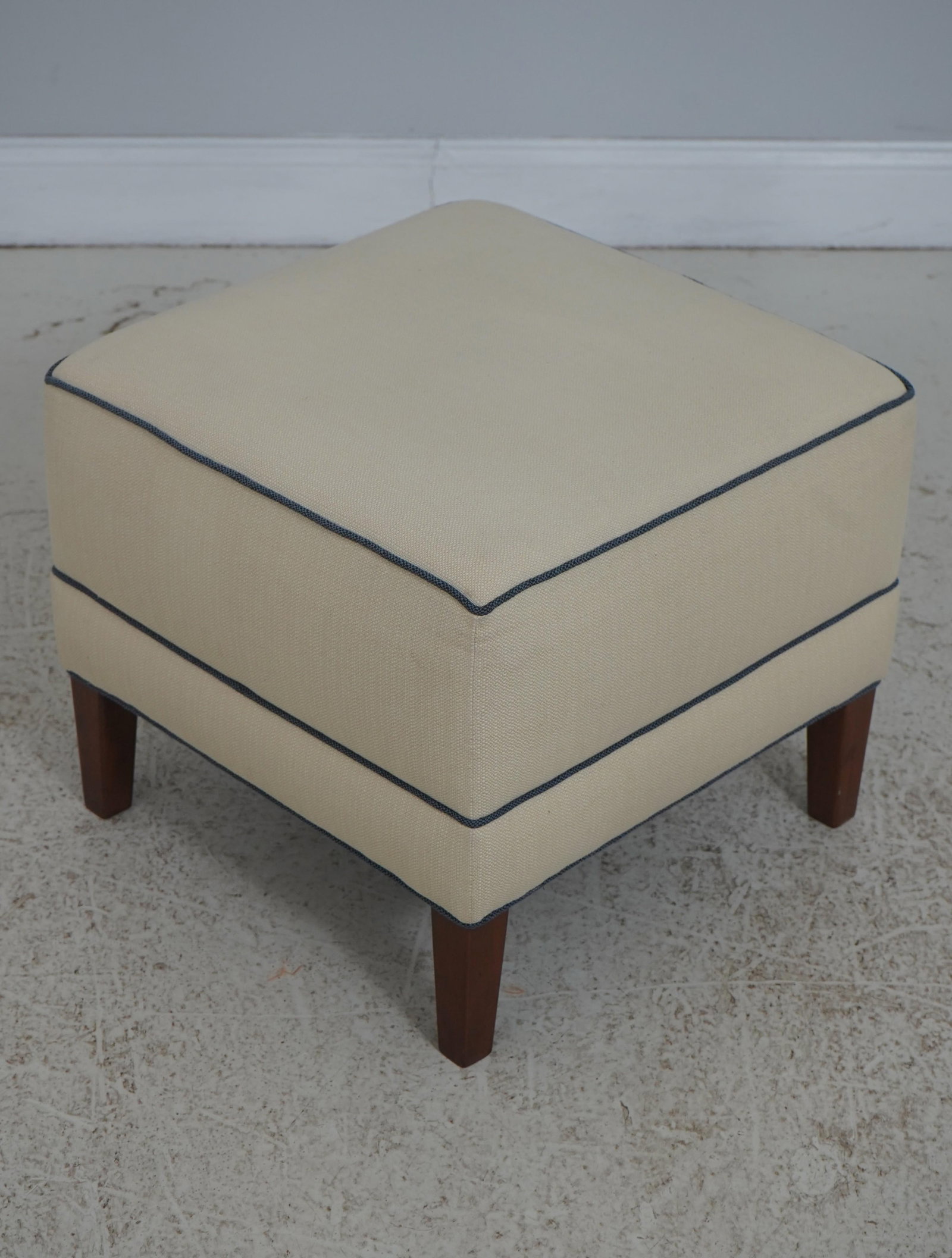 Pair Ethan Allen Modern Design Upholstered Ottomans - 2