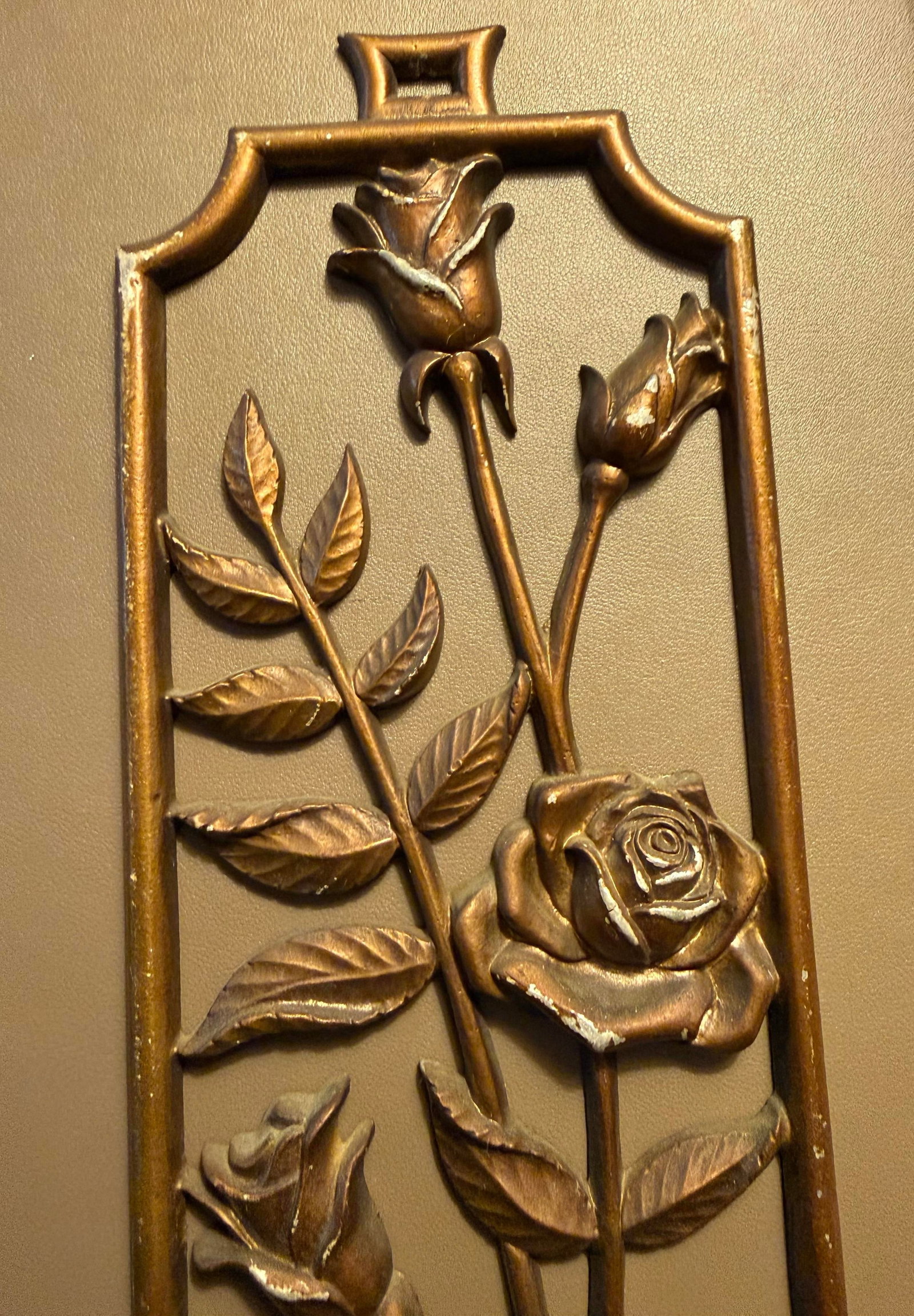 Mid 20th Century Set of Four 20" Hollywood Regency Gilt Botanical Wall Plaques by Sexton - 9