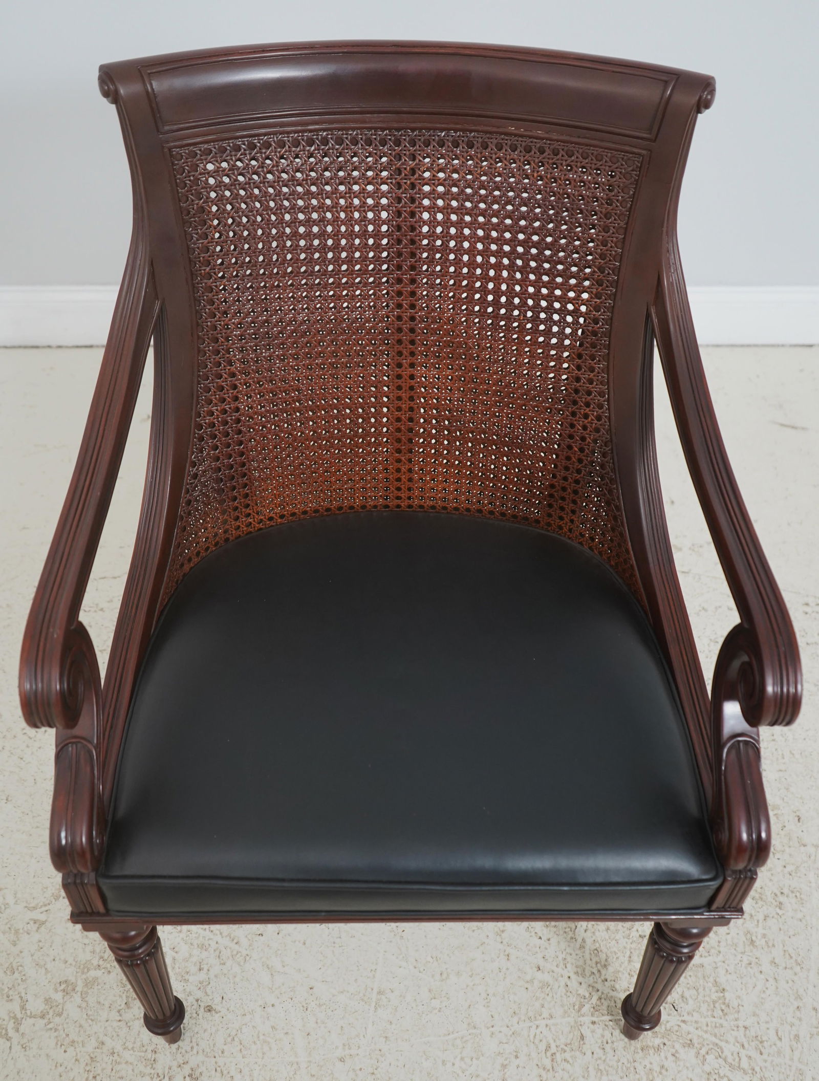 Theodore Alexander Regency Style Double Cane Back Leather Seat Chair - 2