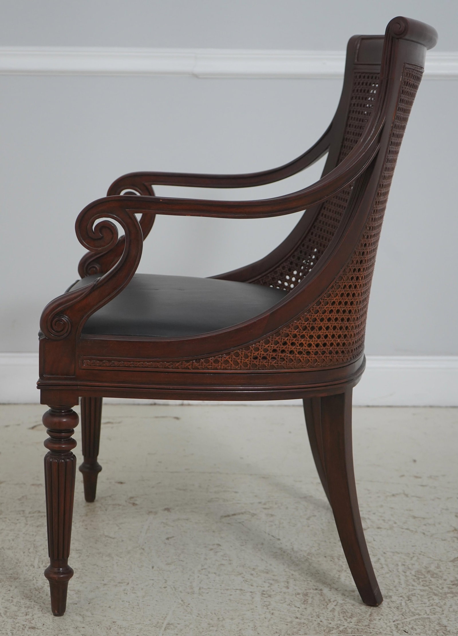 Theodore Alexander Regency Style Double Cane Back Leather Seat Chair - 3