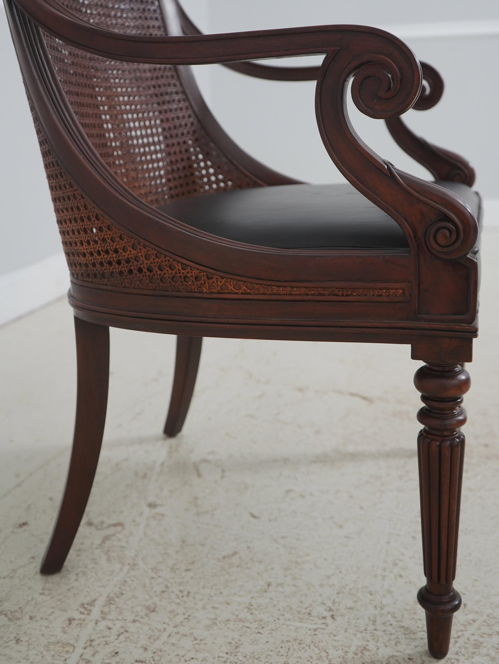 Theodore Alexander Regency Style Double Cane Back Leather Seat Chair - 8