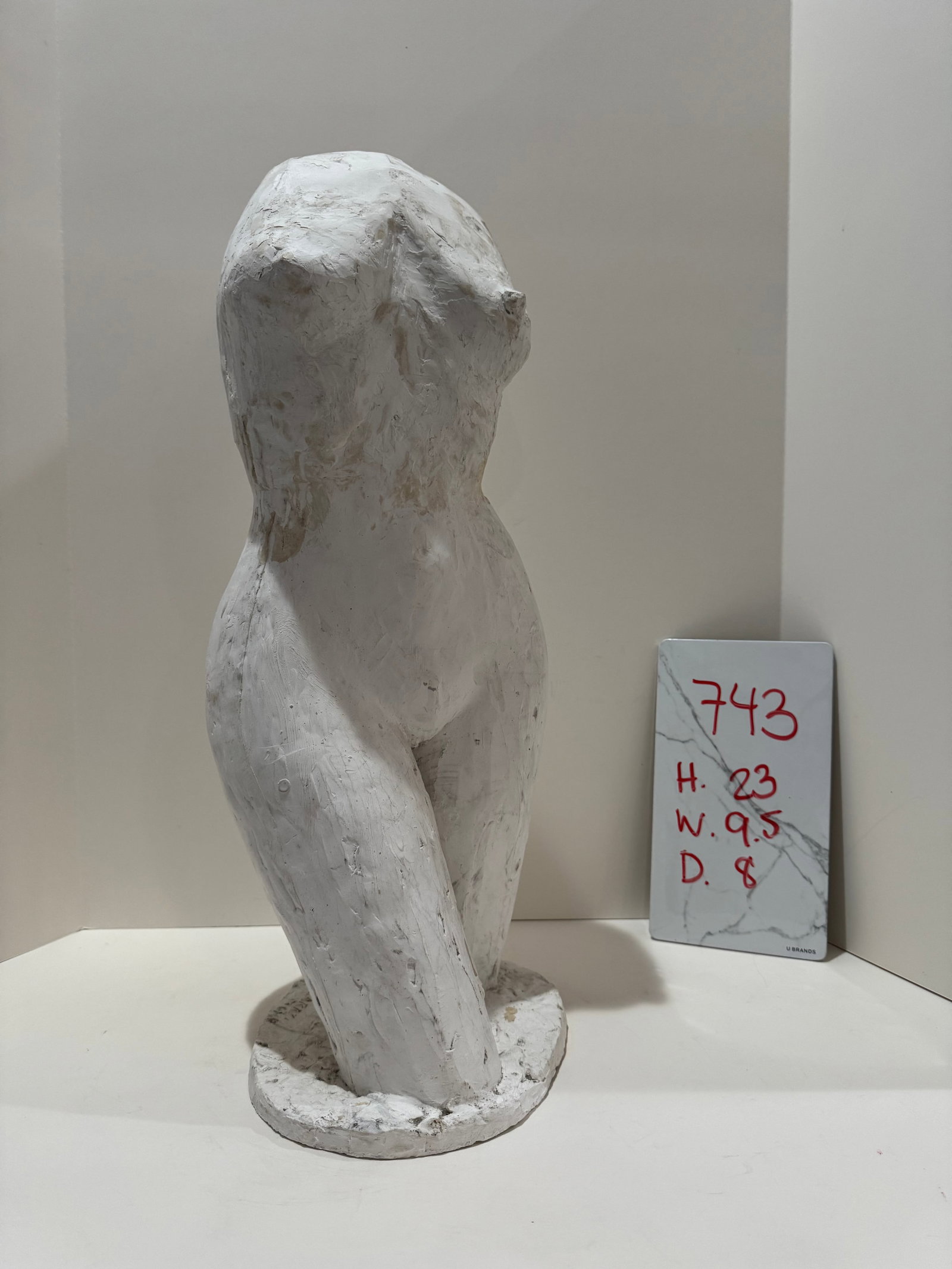 1960s Larry Mohr Female Torso Sculpture White Plaster Signed Estate Mid Century Modern - 2