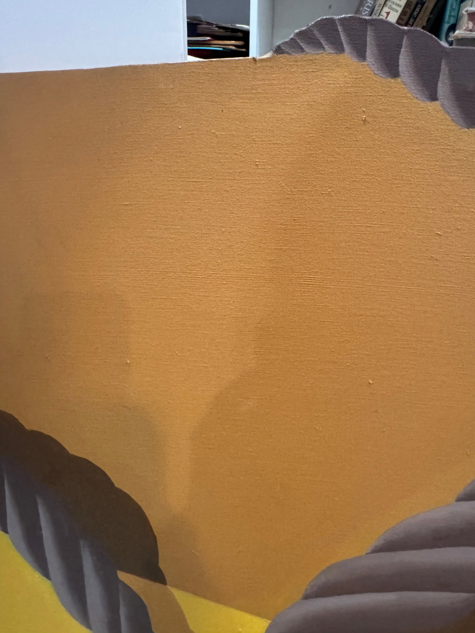 1970s Large Trompe l'Oeil Shaped Canvas Painting "” Rope-Bound Package in Yellow & Ochre, - 3