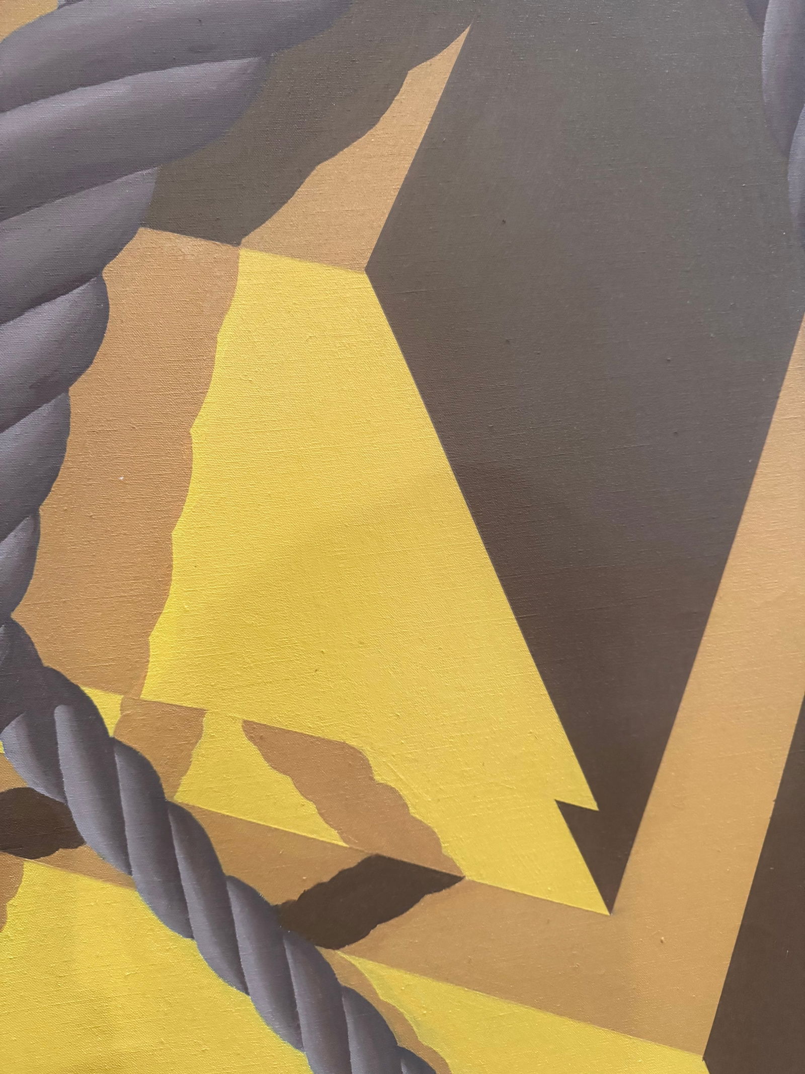 1970s Large Trompe l'Oeil Shaped Canvas Painting "” Rope-Bound Package in Yellow & Ochre, - 7