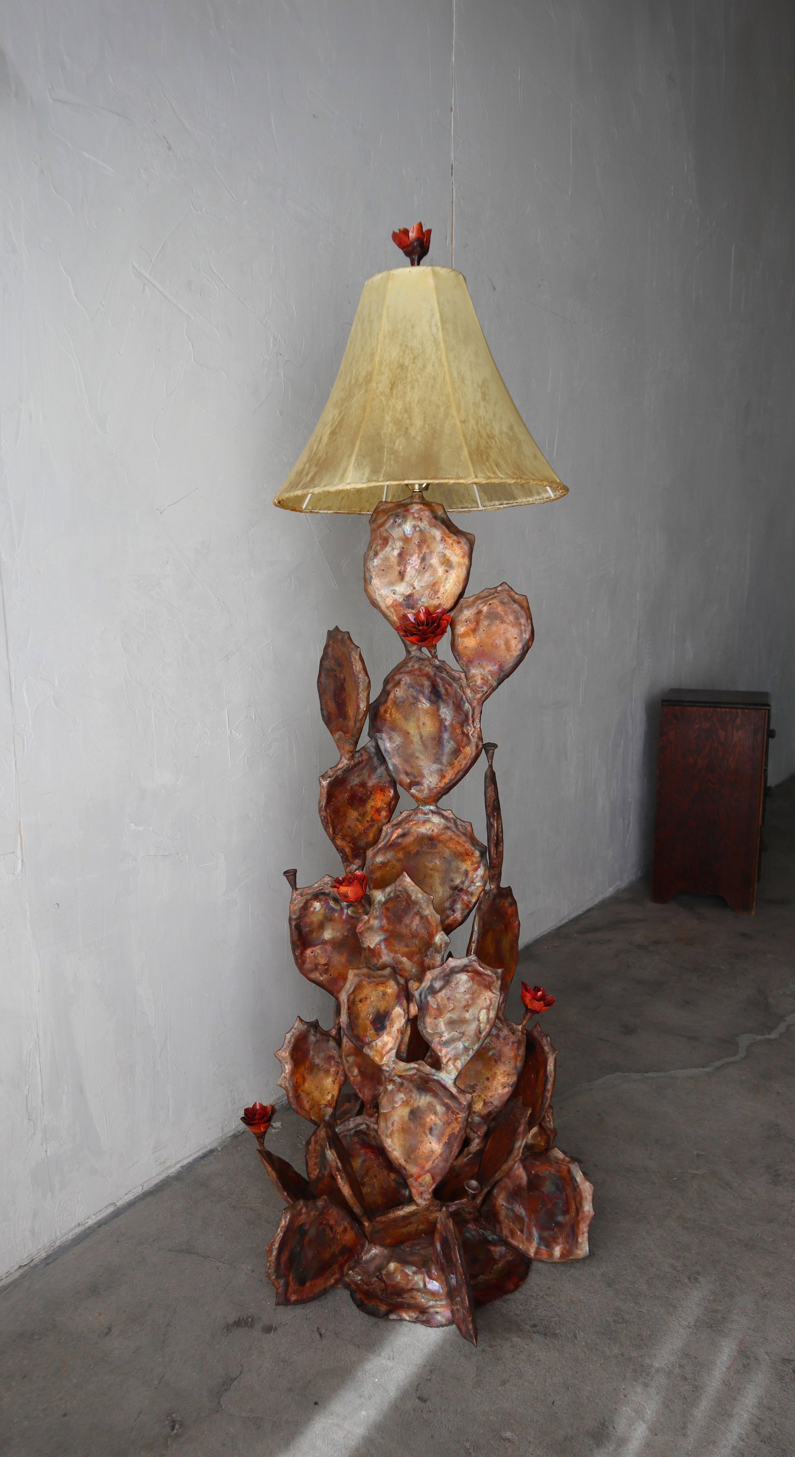 Copper and Brass Sculptural Cactus Floor Lamp - 2