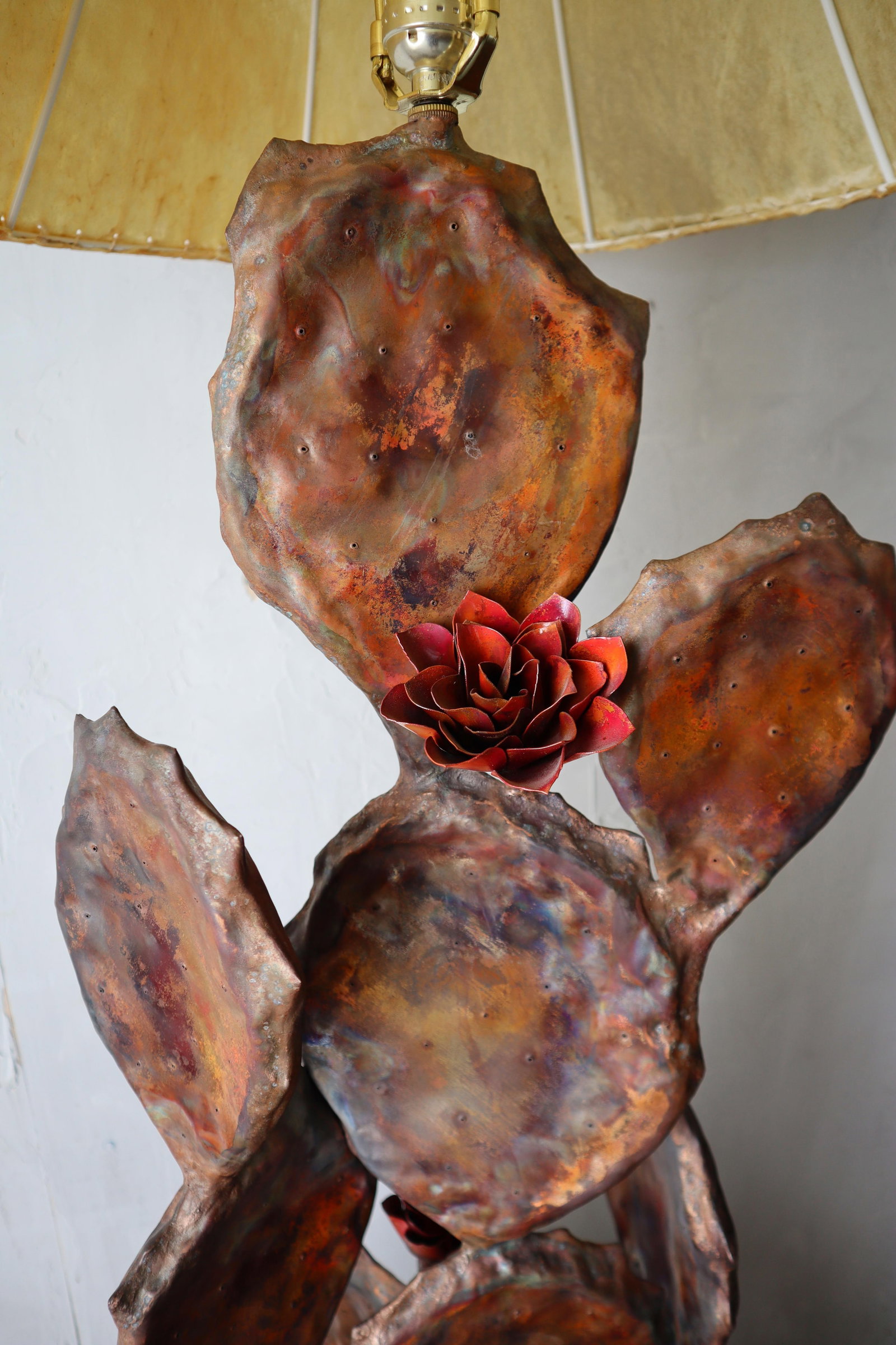 Copper and Brass Sculptural Cactus Floor Lamp - 7