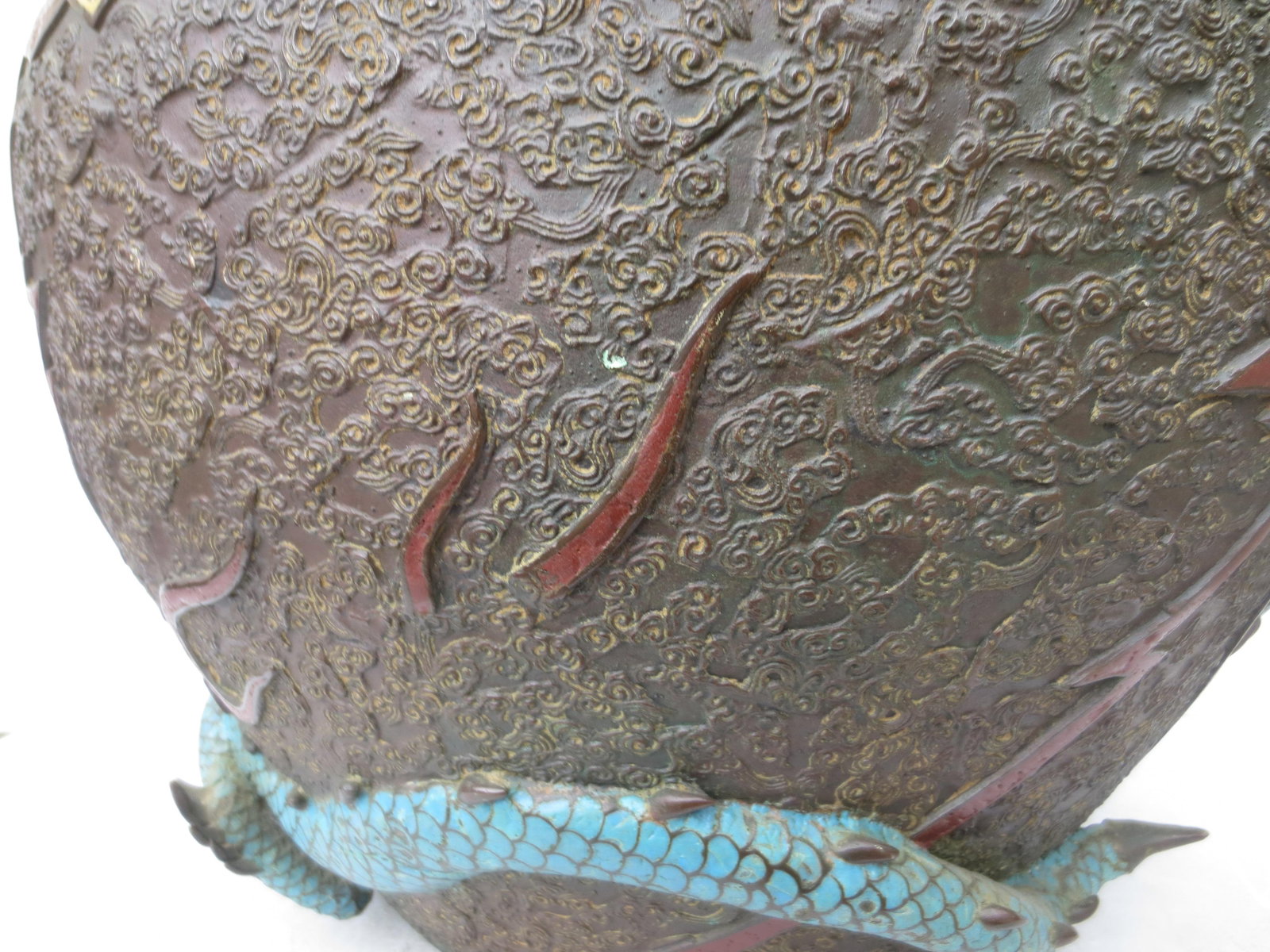 Japanese Edo Period Champleve Bronze Jardiniere With Dragon - 15