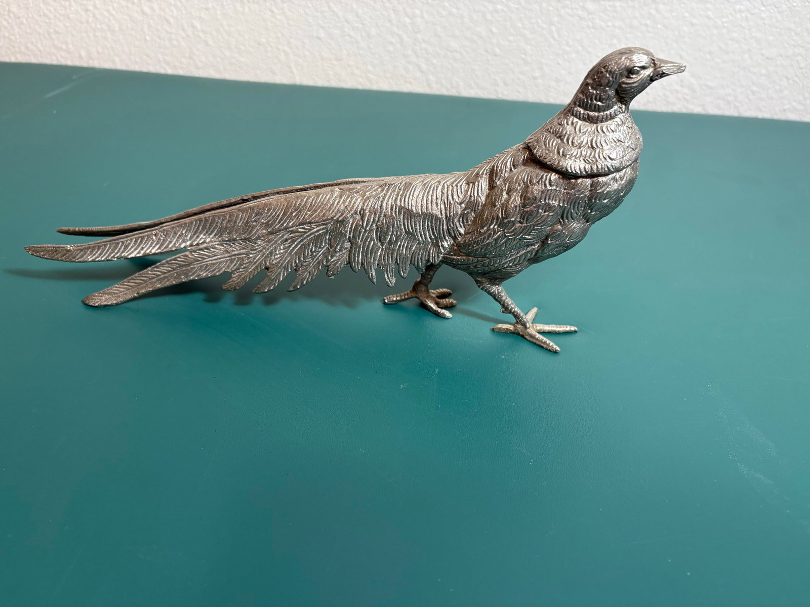 Vintage Pair of Metal Chinese Pheasant Sculptures- A Pair - 2