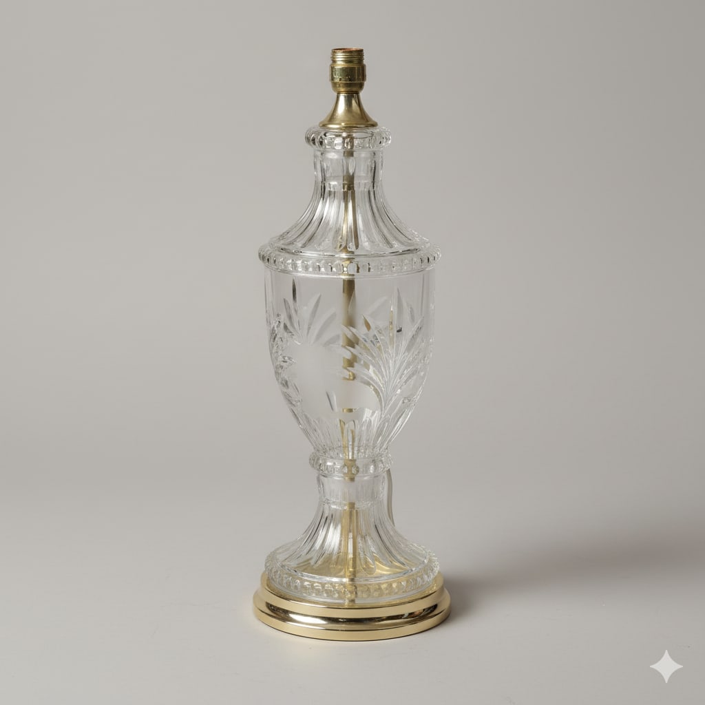 Vintage Zajecar 24% Lead Crystal Table Lamp - Large 31" Urn - Yugoslavia - 2