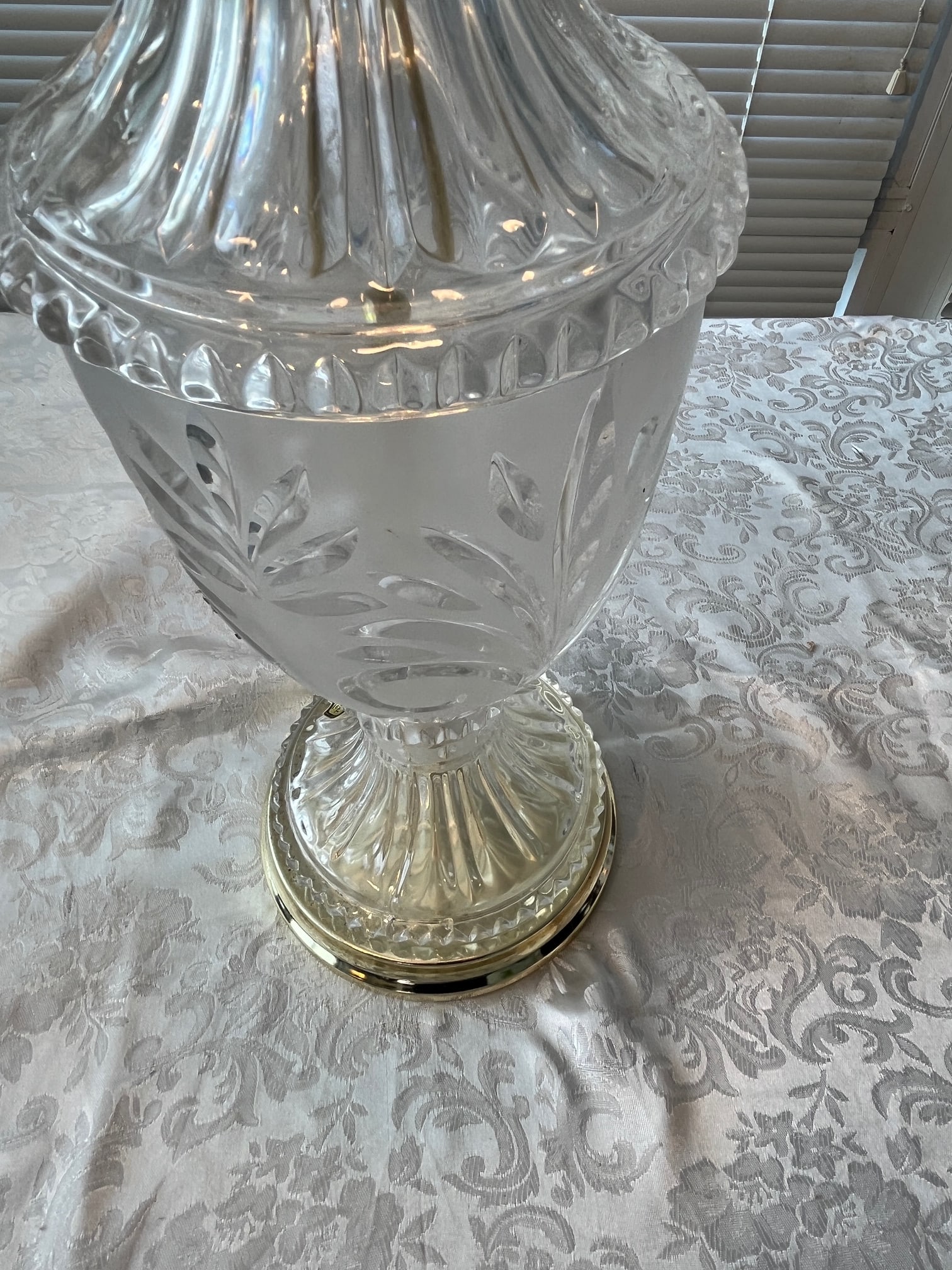 Vintage Zajecar 24% Lead Crystal Table Lamp - Large 31" Urn - Yugoslavia - 8