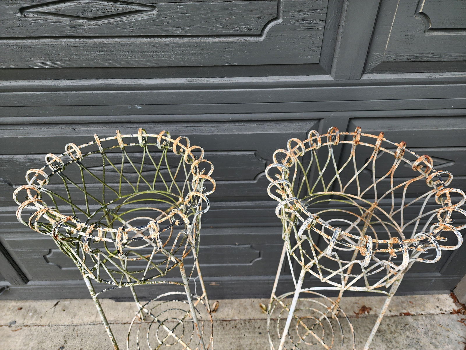 Pair of Antique French Iron Wire Flowerpot Stands Jardinieres, - 4