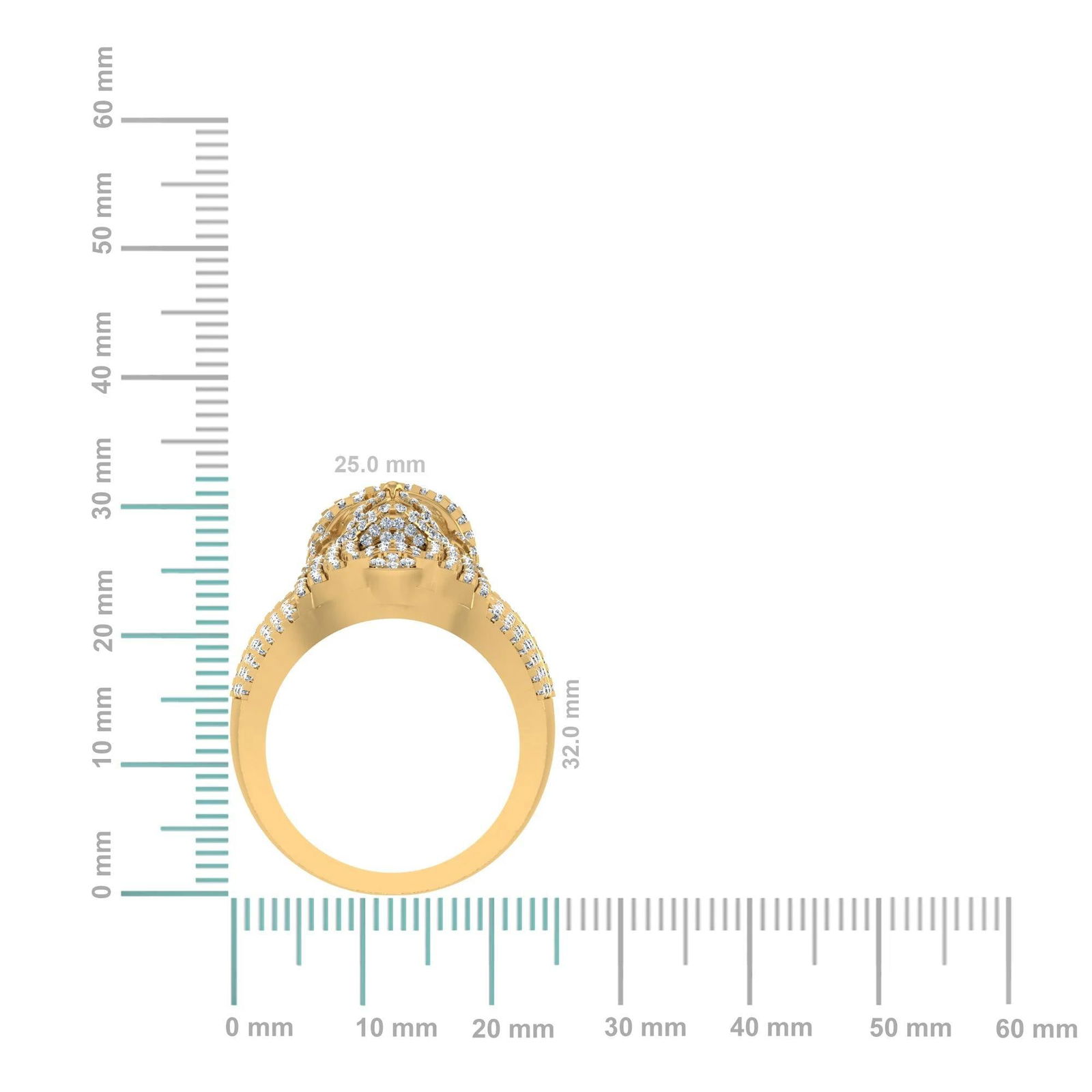 10K Yellow Gold Round Diamond 3D Jesus Religious Mens Ring 1-3/4 Cttw, Size 10 - 2
