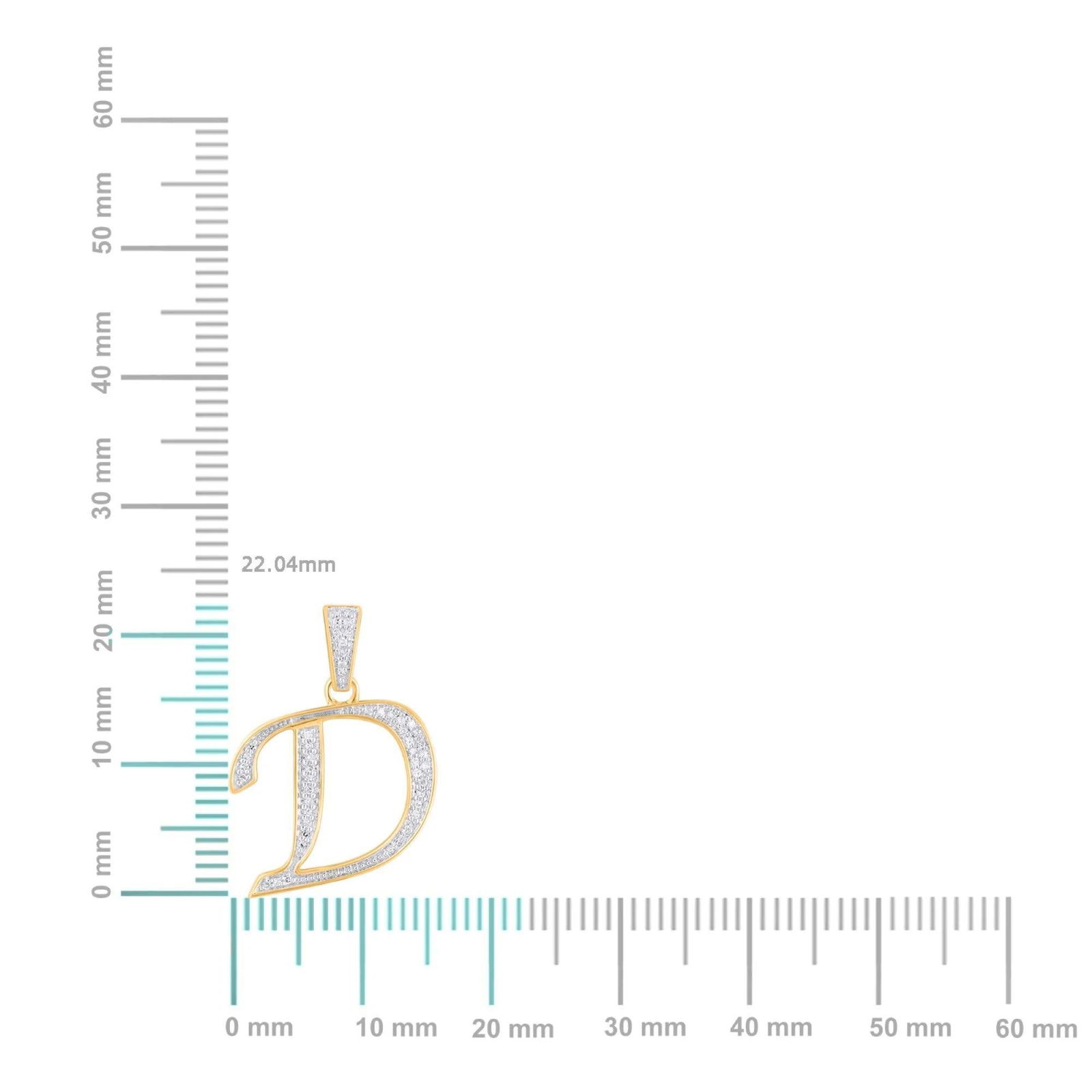 10K Yellow Gold Round Diamond D Letter Initial Pendant 1/10 Cttw - 2