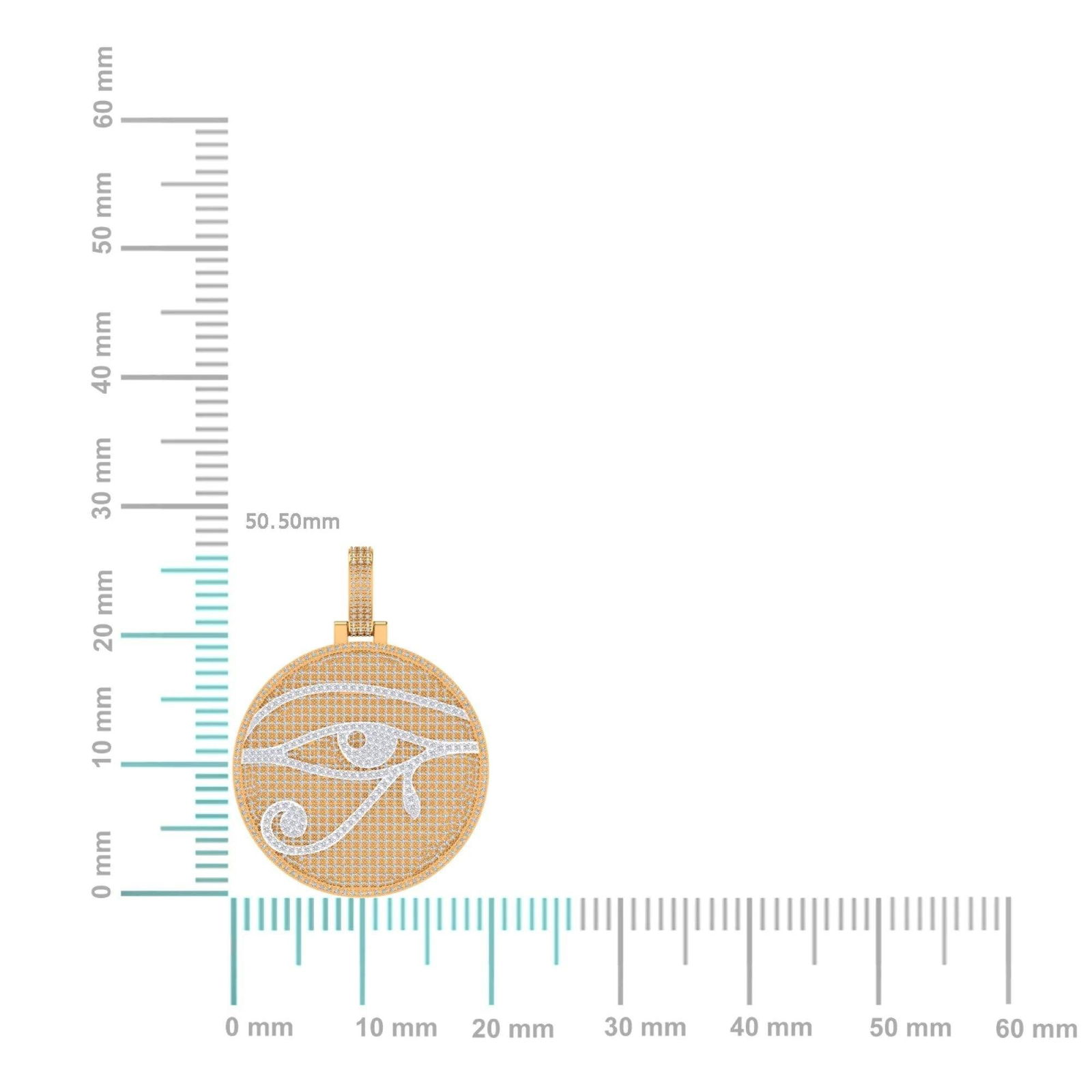 10K Yellow Gold Round Diamond Designer Eye Pendant 2-7/8 Cttw - 2