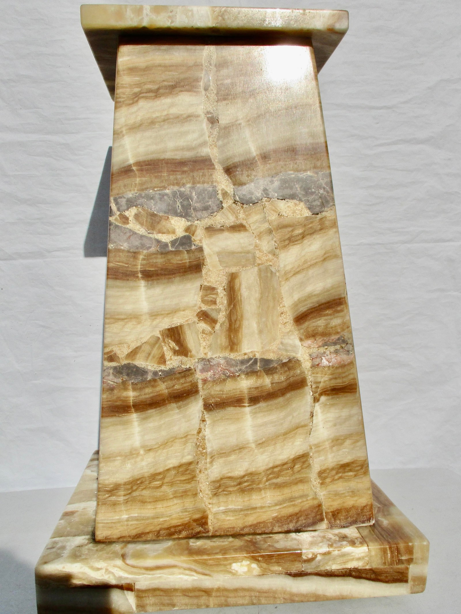 Illuminated Moble Pedestal Marble and Onyx - 6