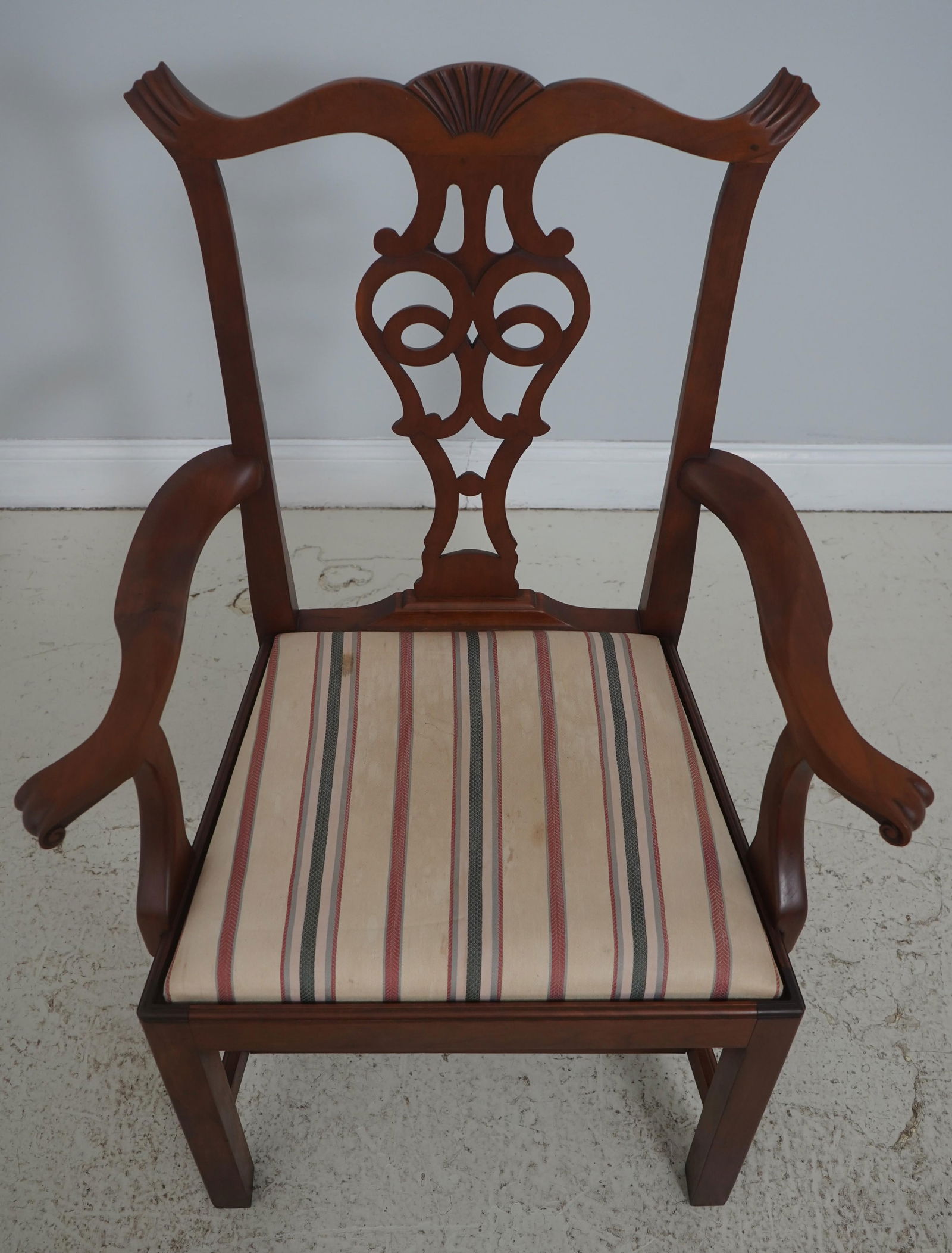 Pair of Eldred Wheeler Cherry Chippendale Style Armchairs - 2