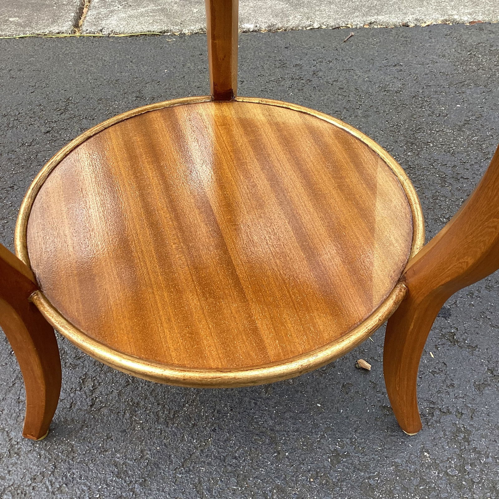 Vintage Round Mahogany Two-Tier Side Table With Drawer - Regency Style Accent Table - 5