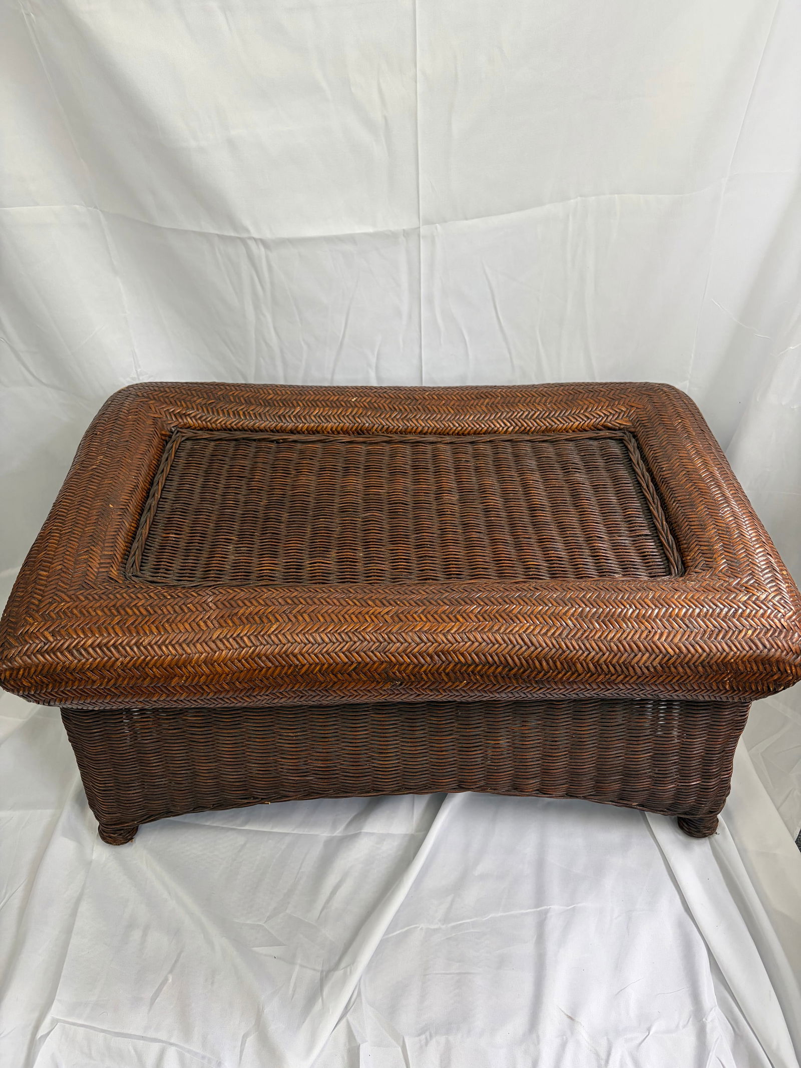 Late 20th Century Coastal Rattan Rectangular Coffee Table - 2