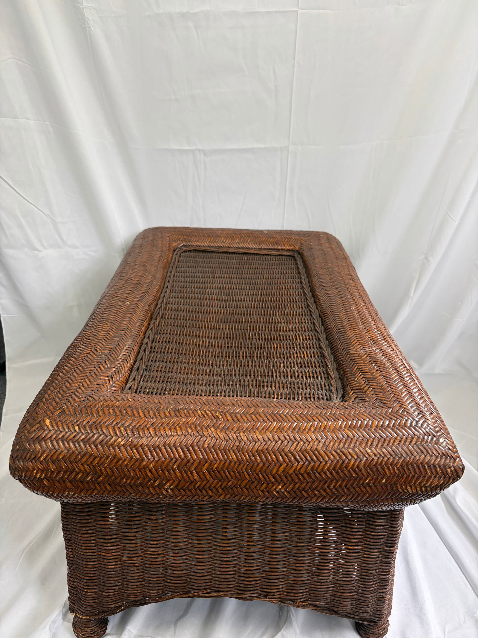 Late 20th Century Coastal Rattan Rectangular Coffee Table - 3