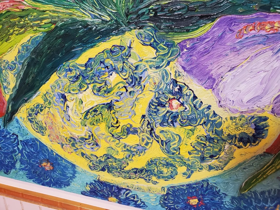 Original Céline Chourlet "Bouquet d'Iris Mauve" Oil Painting With Coa - 8