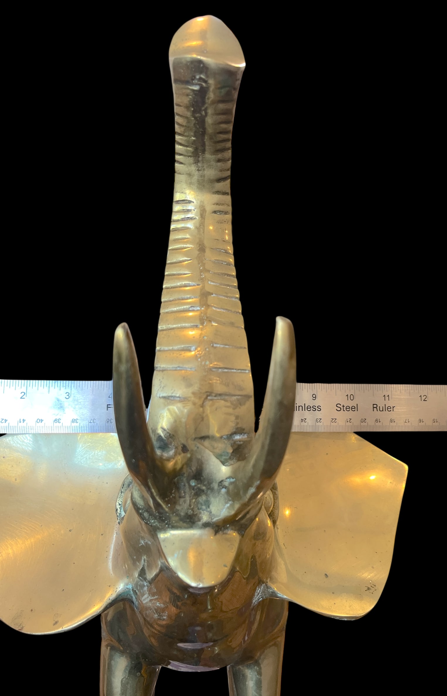 Vintage 1970s Large Solid Brass Elephant Sculpture "” Hollywood Regency Statement Piece - 10