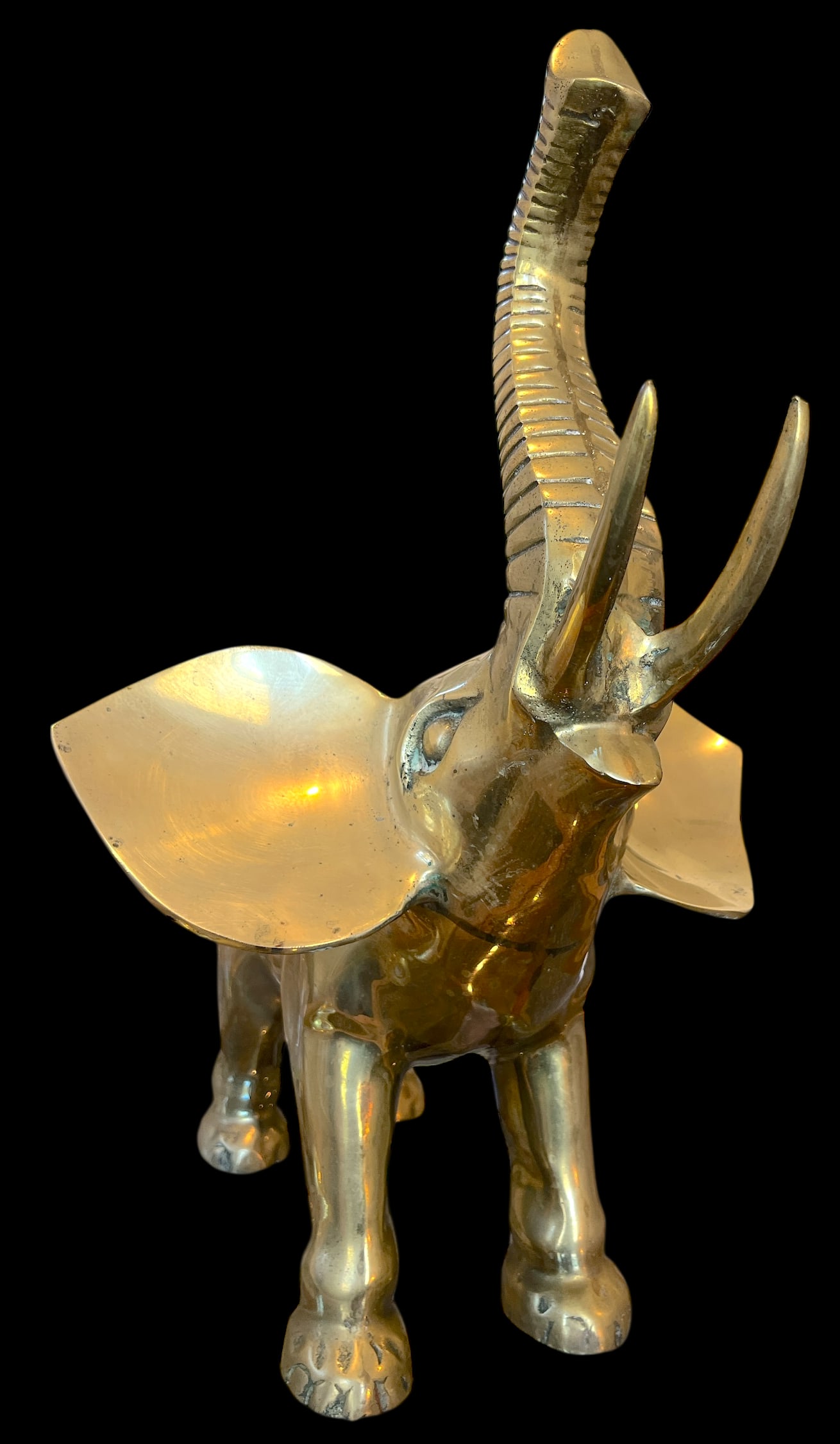 Vintage 1970s Large Solid Brass Elephant Sculpture "” Hollywood Regency Statement Piece - 3