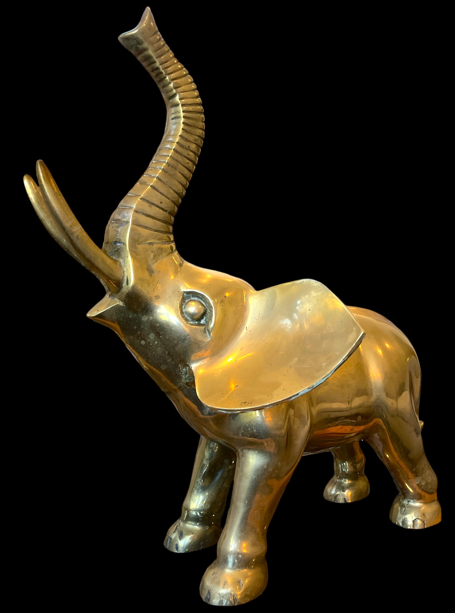 Vintage 1970s Large Solid Brass Elephant Sculpture "” Hollywood Regency Statement Piece - 4