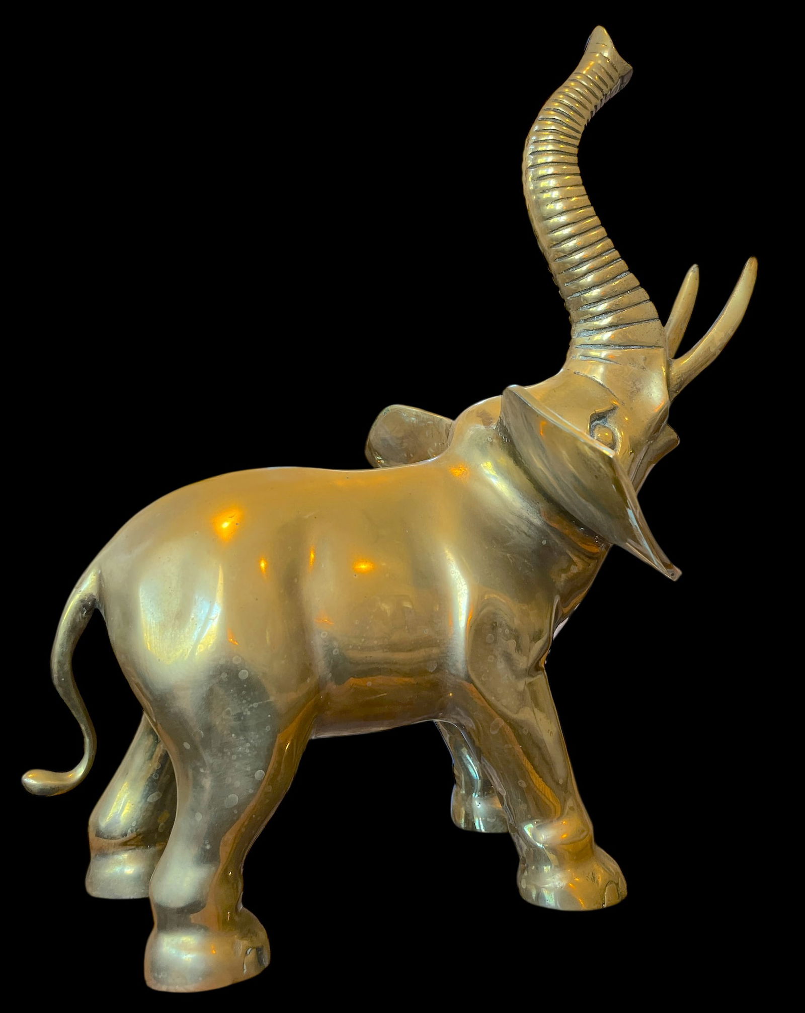 Vintage 1970s Large Solid Brass Elephant Sculpture "” Hollywood Regency Statement Piece - 5