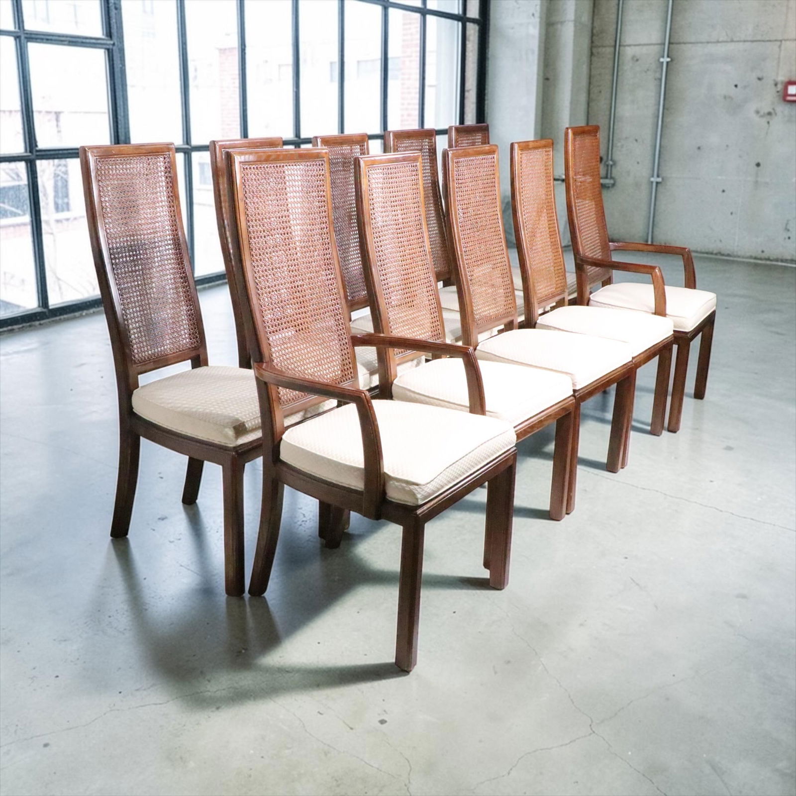 Set of Ten Cane Back Dining Chairs by Henredon C. 1980's - 12