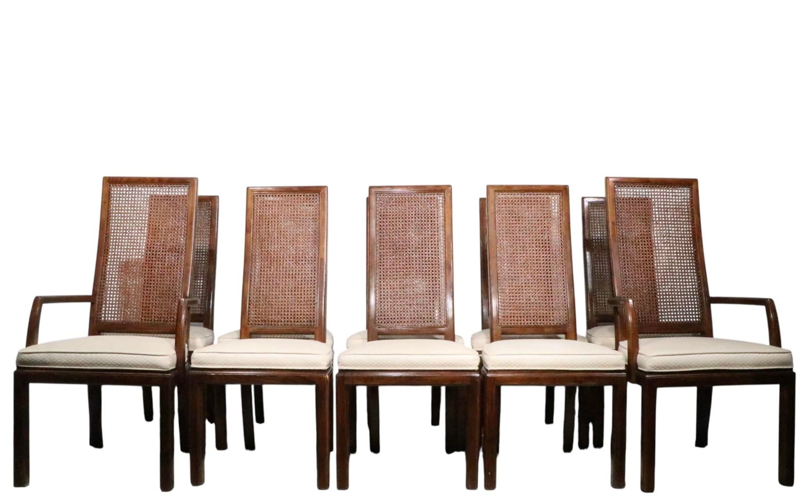Set of Ten Cane Back Dining Chairs by Henredon C. 1980's - 5