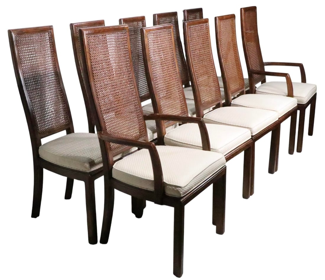 Set of Ten Cane Back Dining Chairs by Henredon C. 1980's - 7