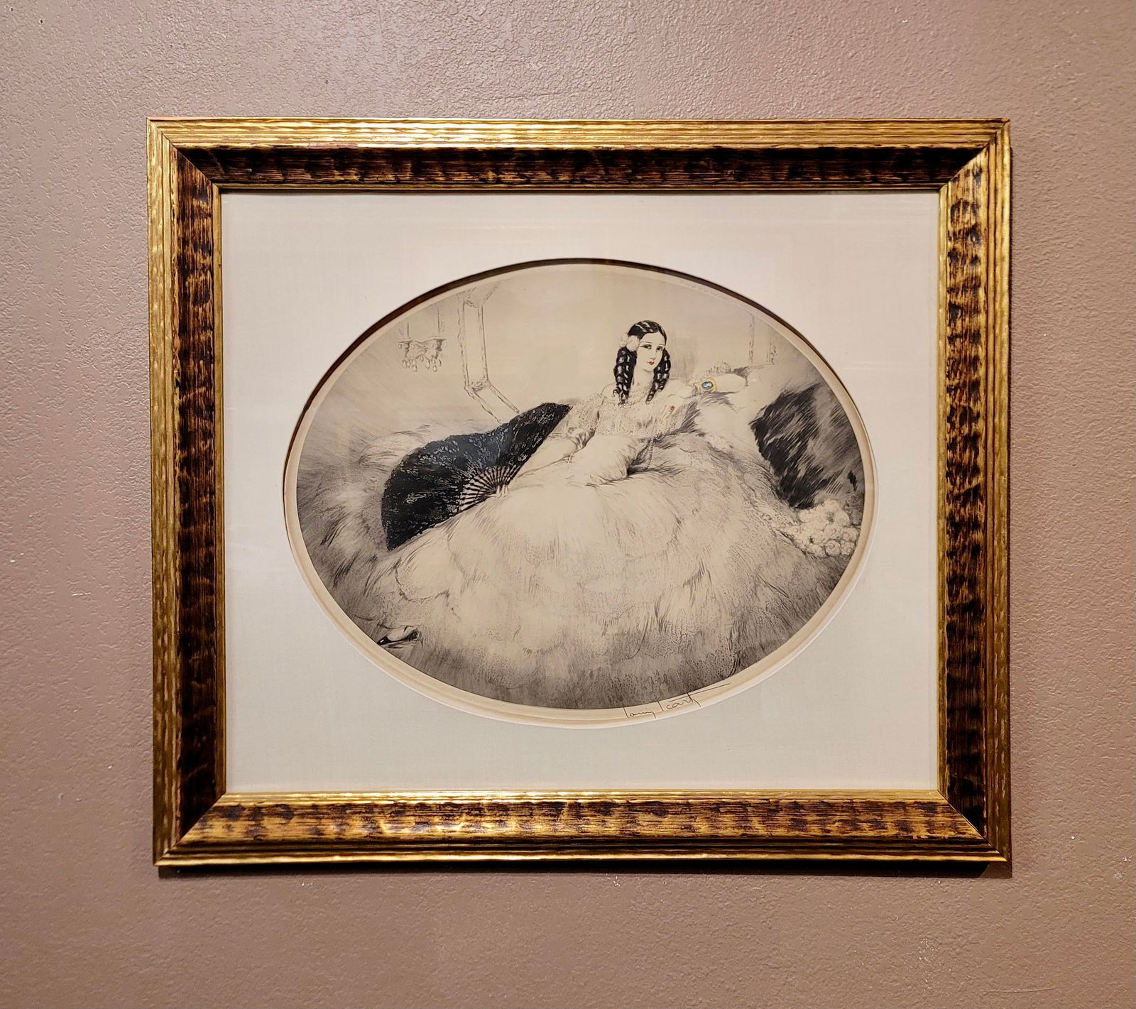 Louis Icart - The Woman With the Black Fan -Original 1931 Etching - 2