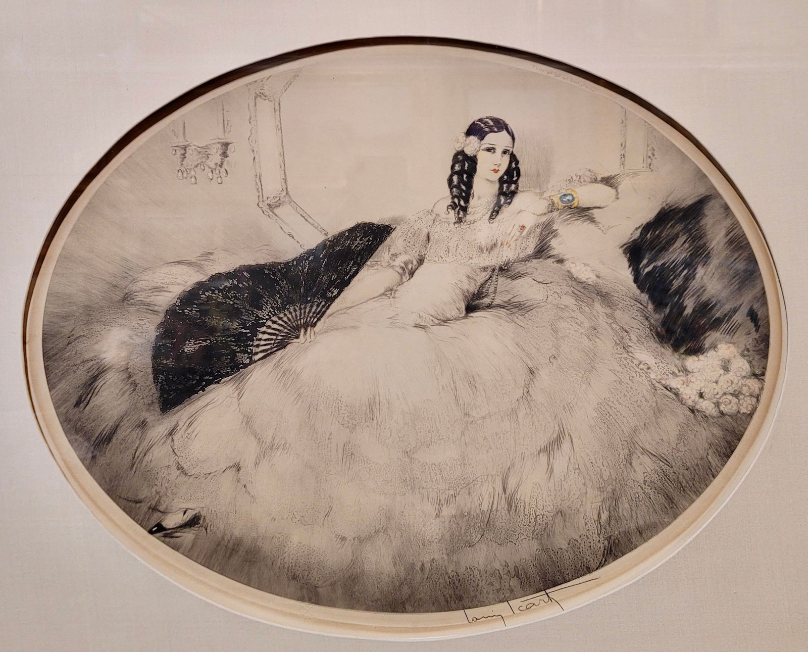 Louis Icart - The Woman With the Black Fan -Original 1931 Etching - 3