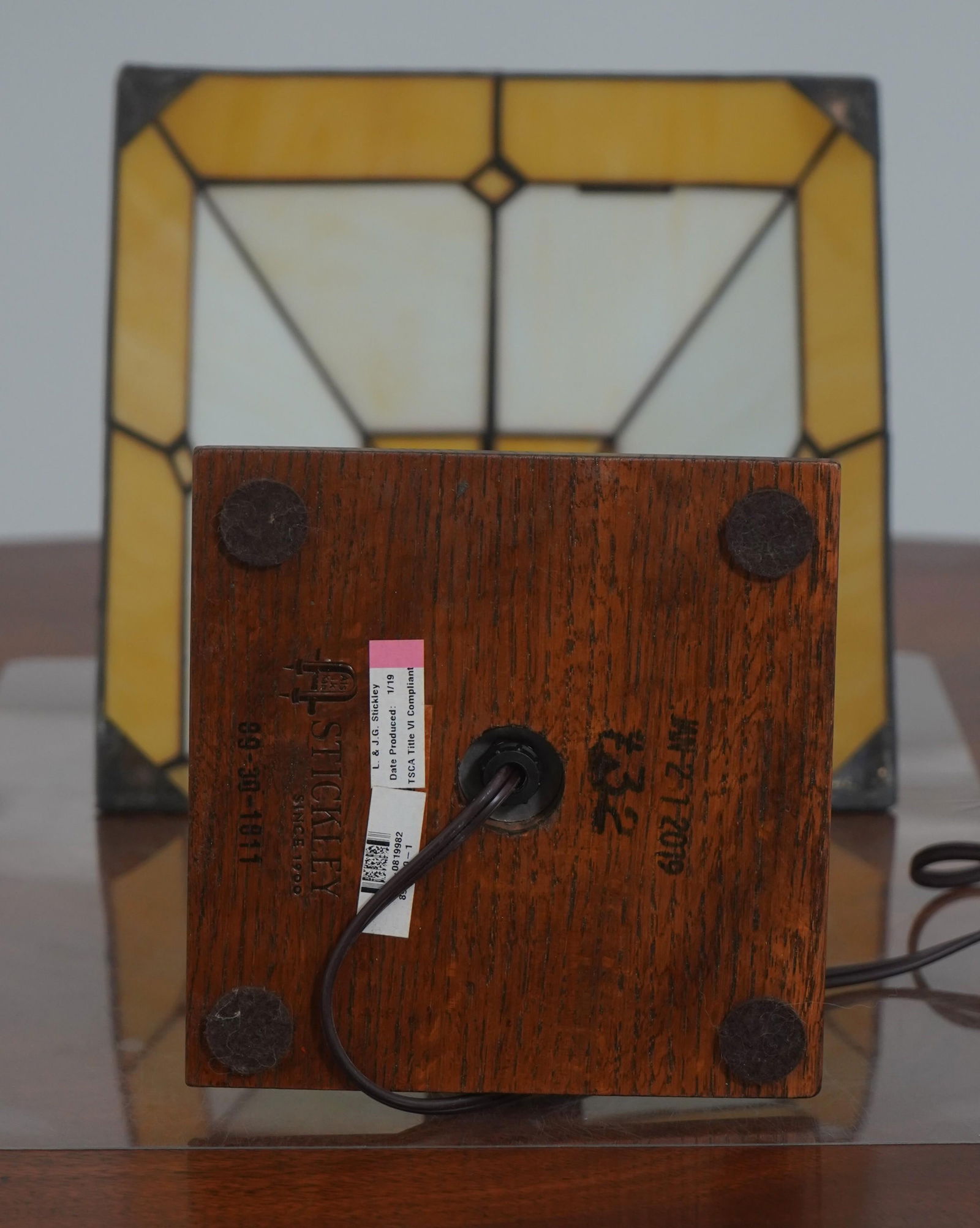 Stickley Slag Glass Mission Oak Lamp - 11