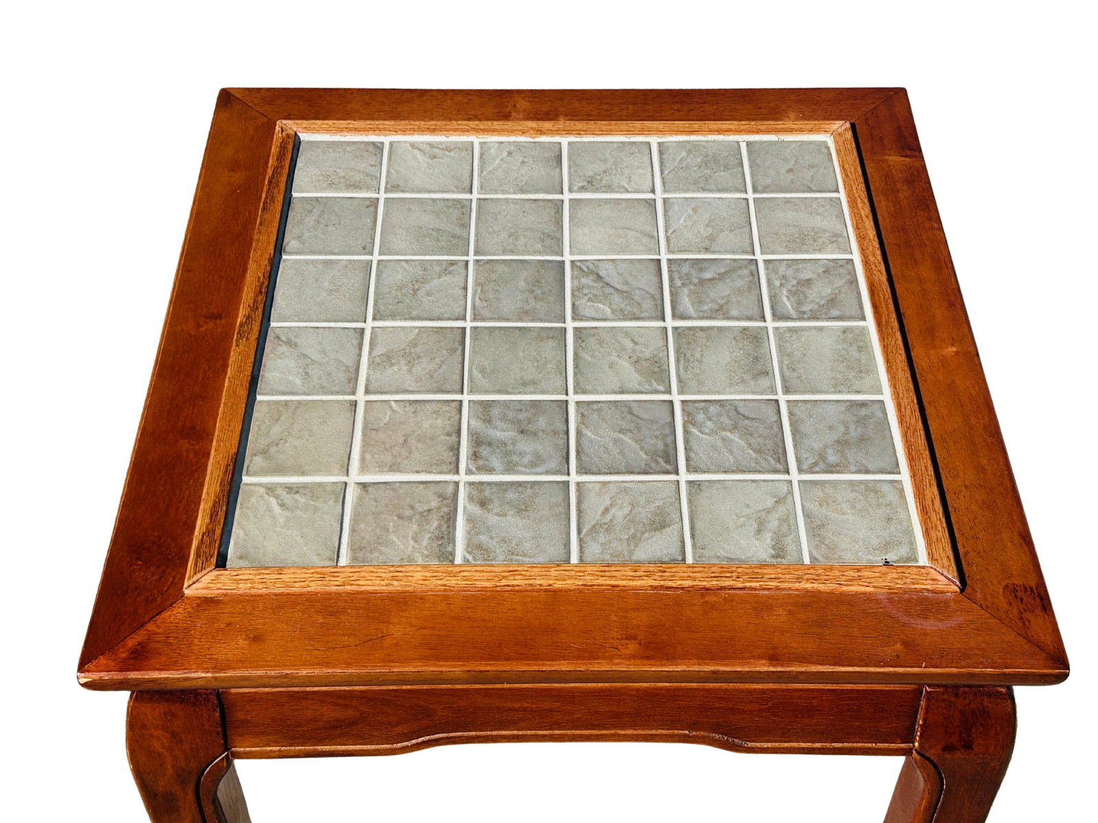 Vintage Ming Style Elmwood Square Coffee Table With Tile Inlay Top – Asian Chinoiserie - 7