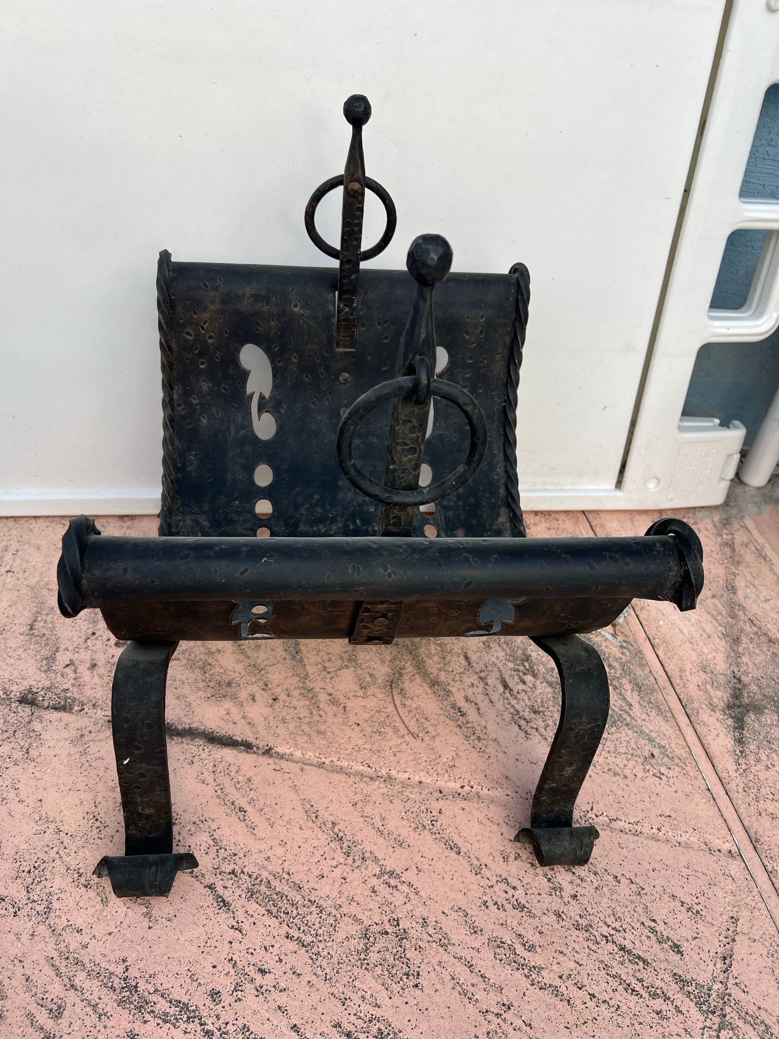 Vintage Cast Iron Fireplace Firewood Holder - 5