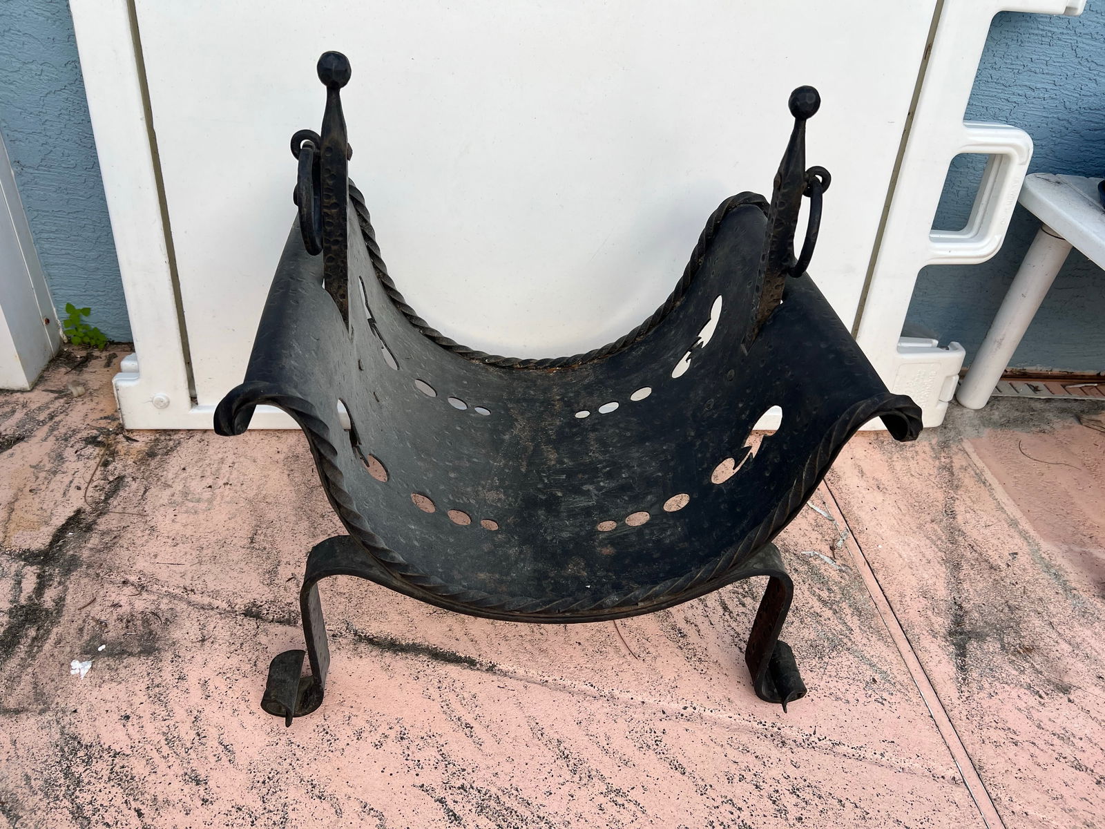 Vintage Cast Iron Fireplace Firewood Holder - 7