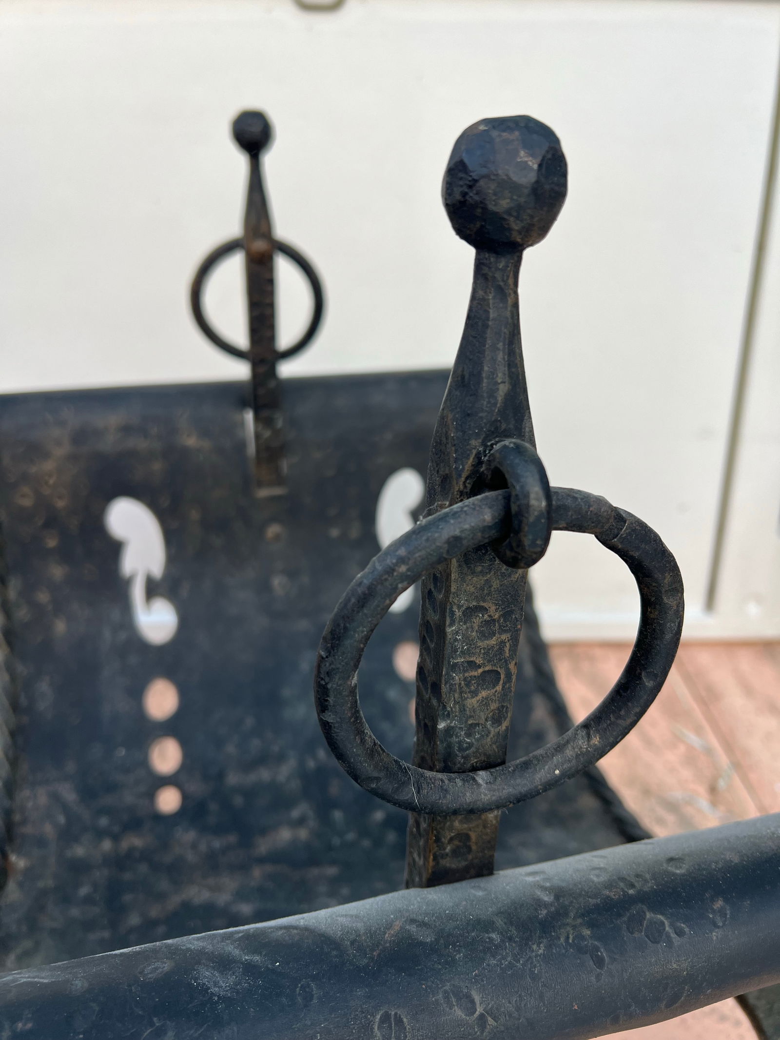 Vintage Cast Iron Fireplace Firewood Holder - 8