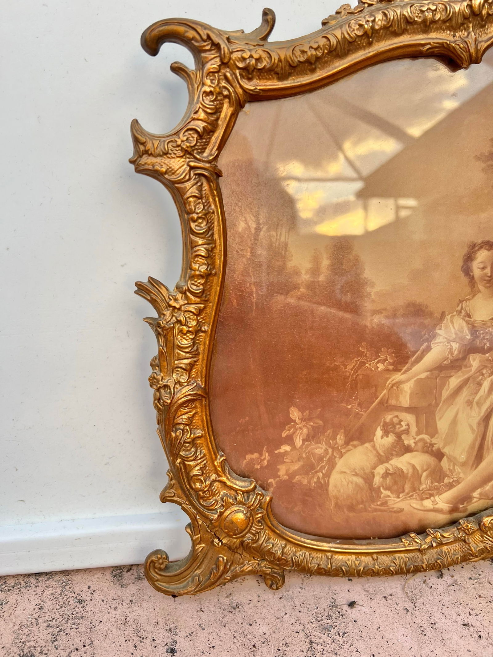 Antique French Romantic Frame & Picture Reproduction Print - 2