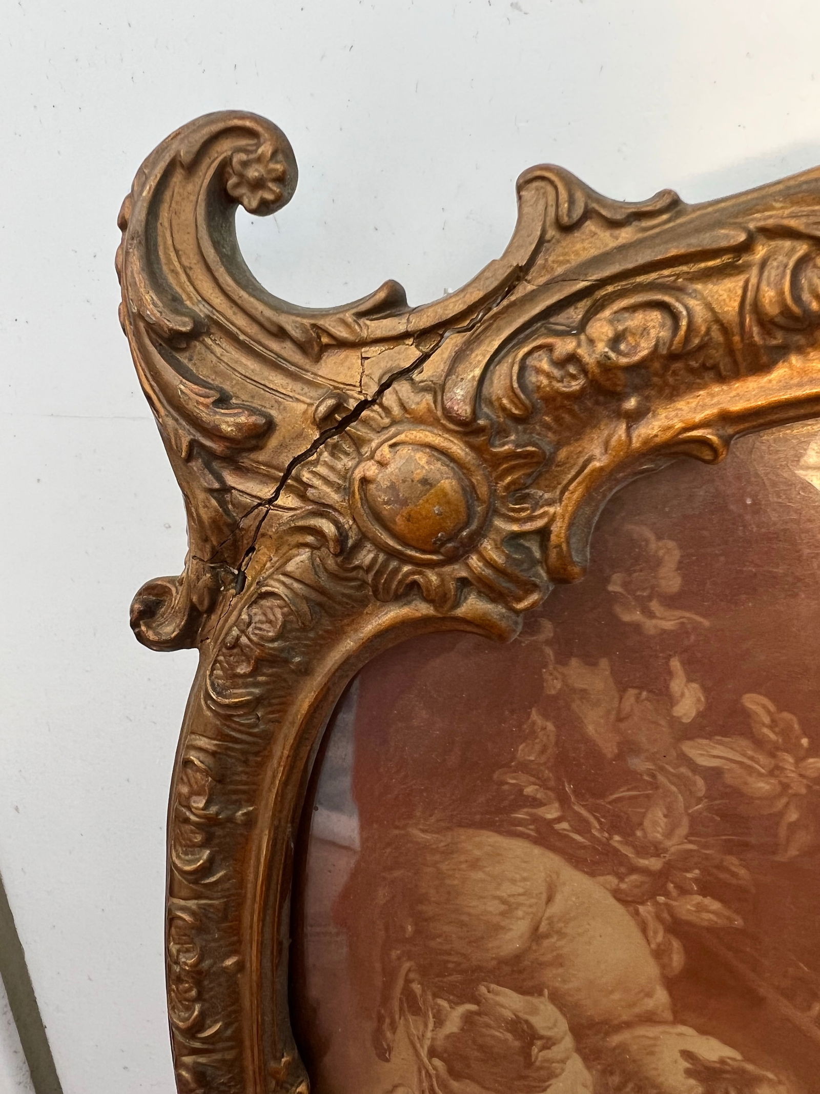 Antique French Romantic Frame & Picture Reproduction Print - 6