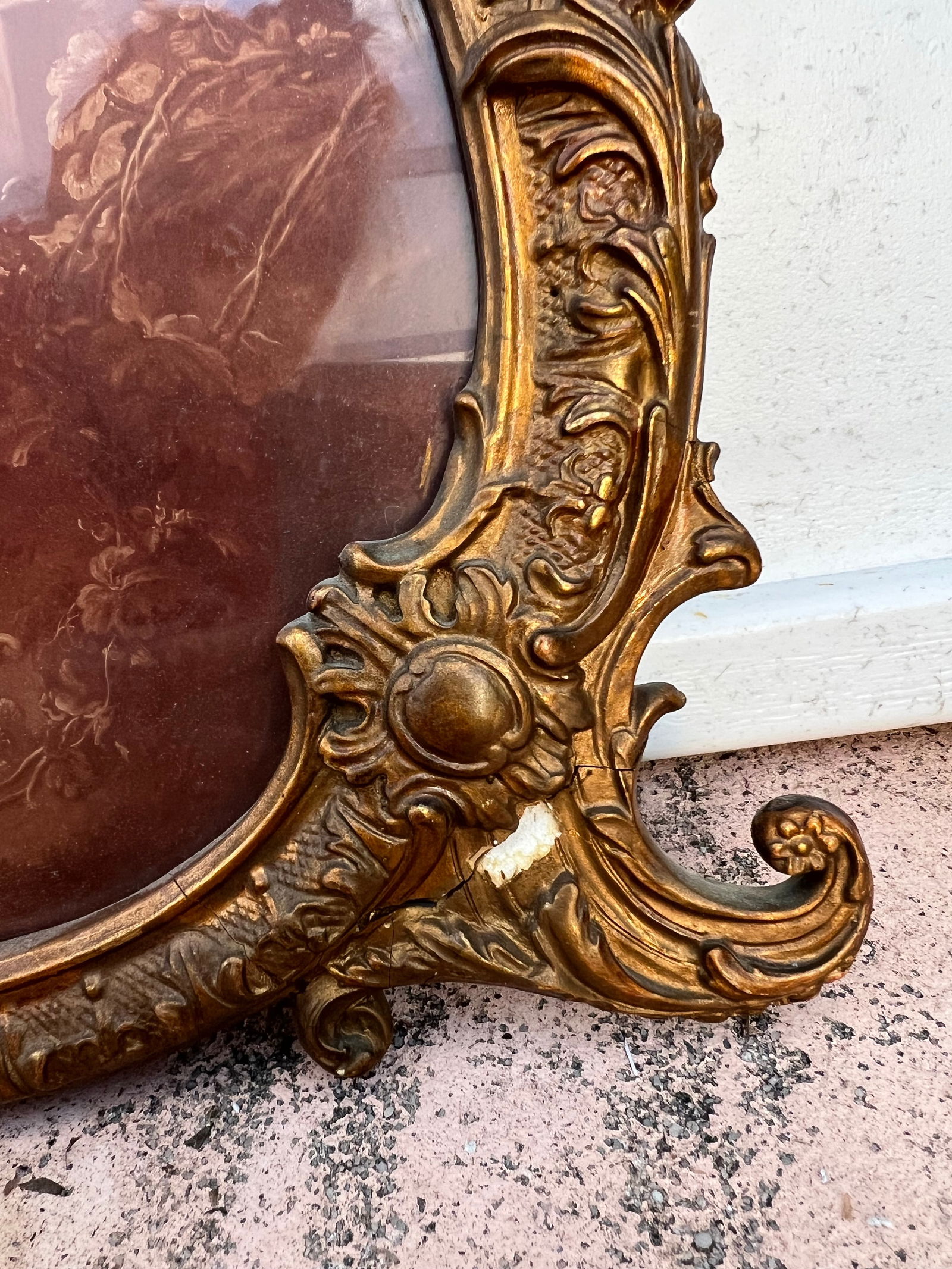 Antique French Romantic Frame & Picture Reproduction Print - 7