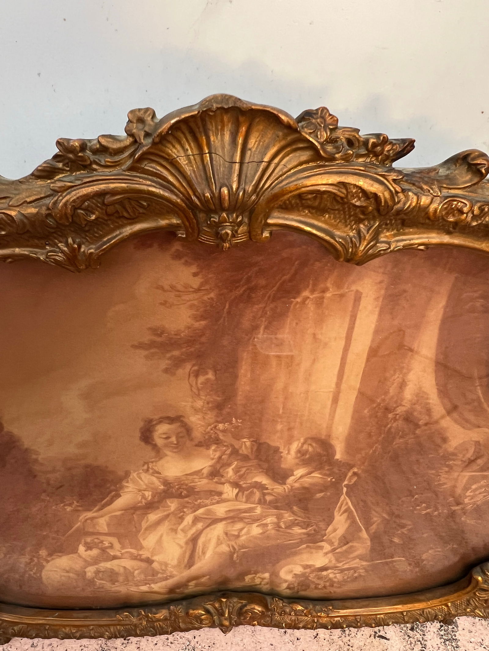 Antique French Romantic Frame & Picture Reproduction Print - 8