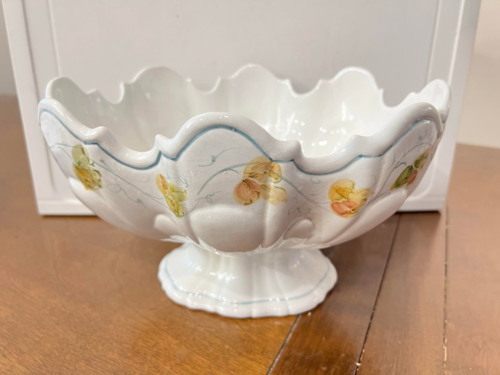 Vintage Italian Ceramic Footed Punch Bowl & Platter -2pc - 2