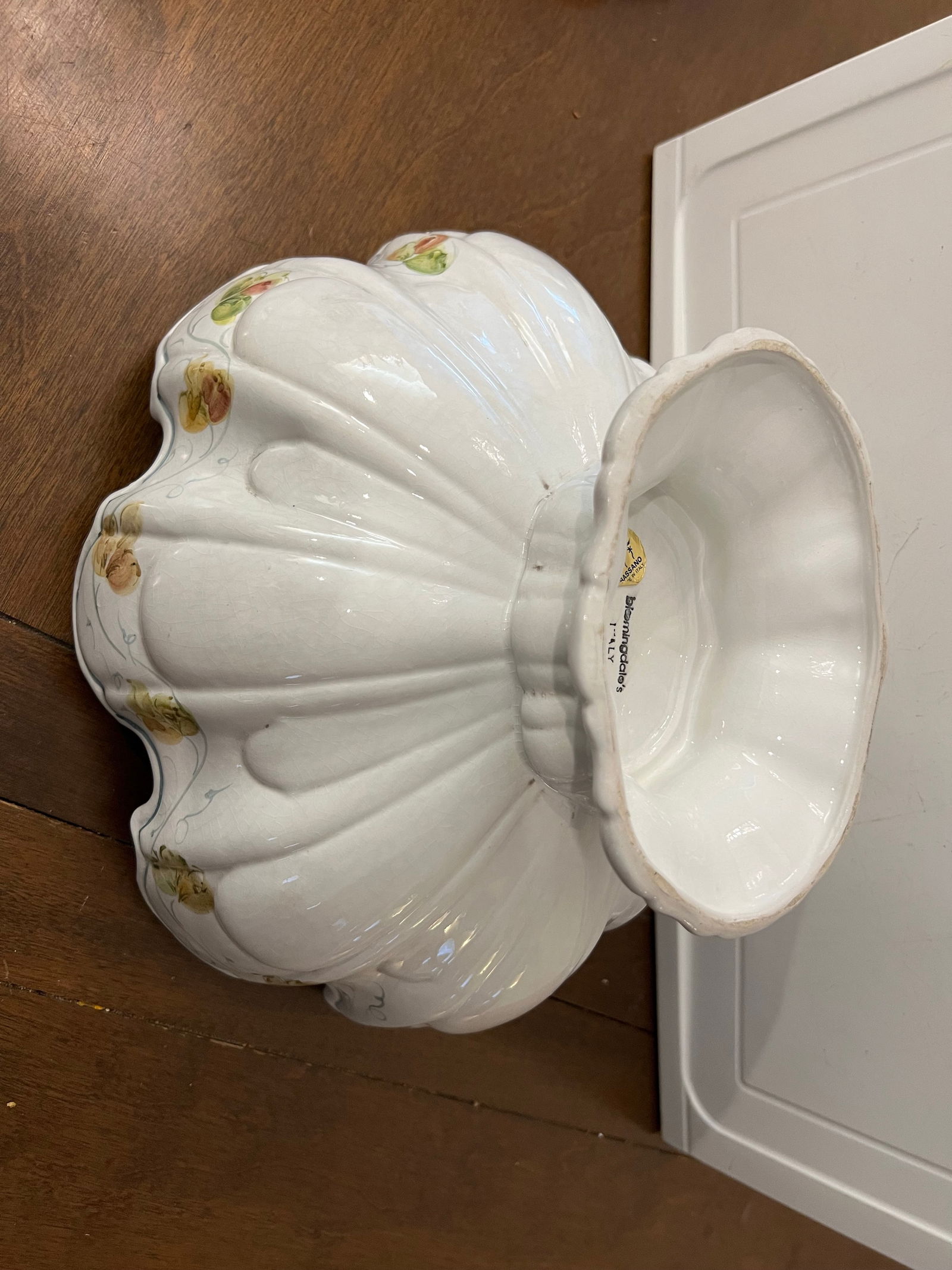 Vintage Italian Ceramic Footed Punch Bowl & Platter -2pc - 7